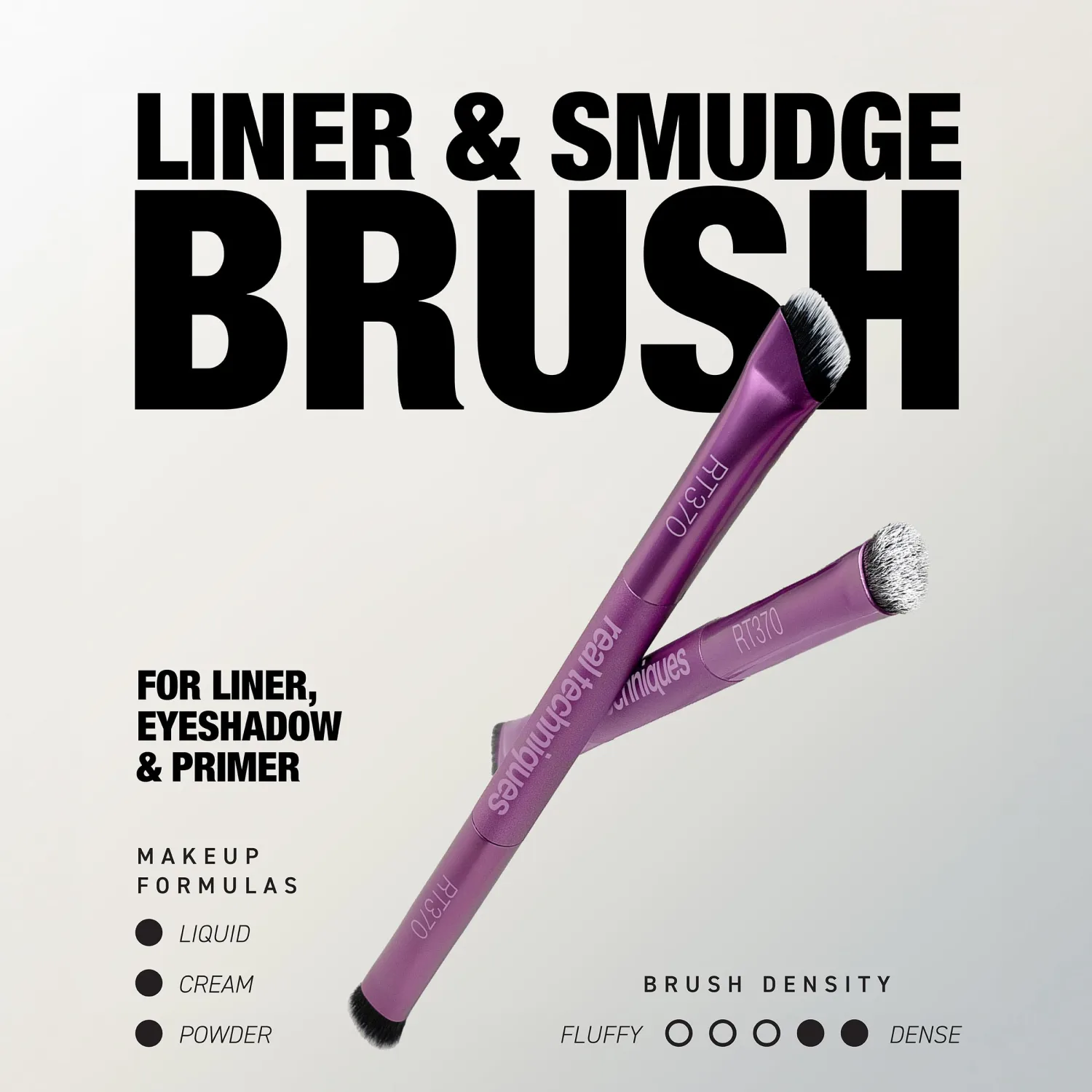 Real Techniques Liner & Smudge Brush, Dual-Ended Eye Brush for Eyeliner, Eyeshadow & Smoky Eye Blending, Precision Detail Makeup Brush with Soft Bristles, Cruelty-Free, 1 Count