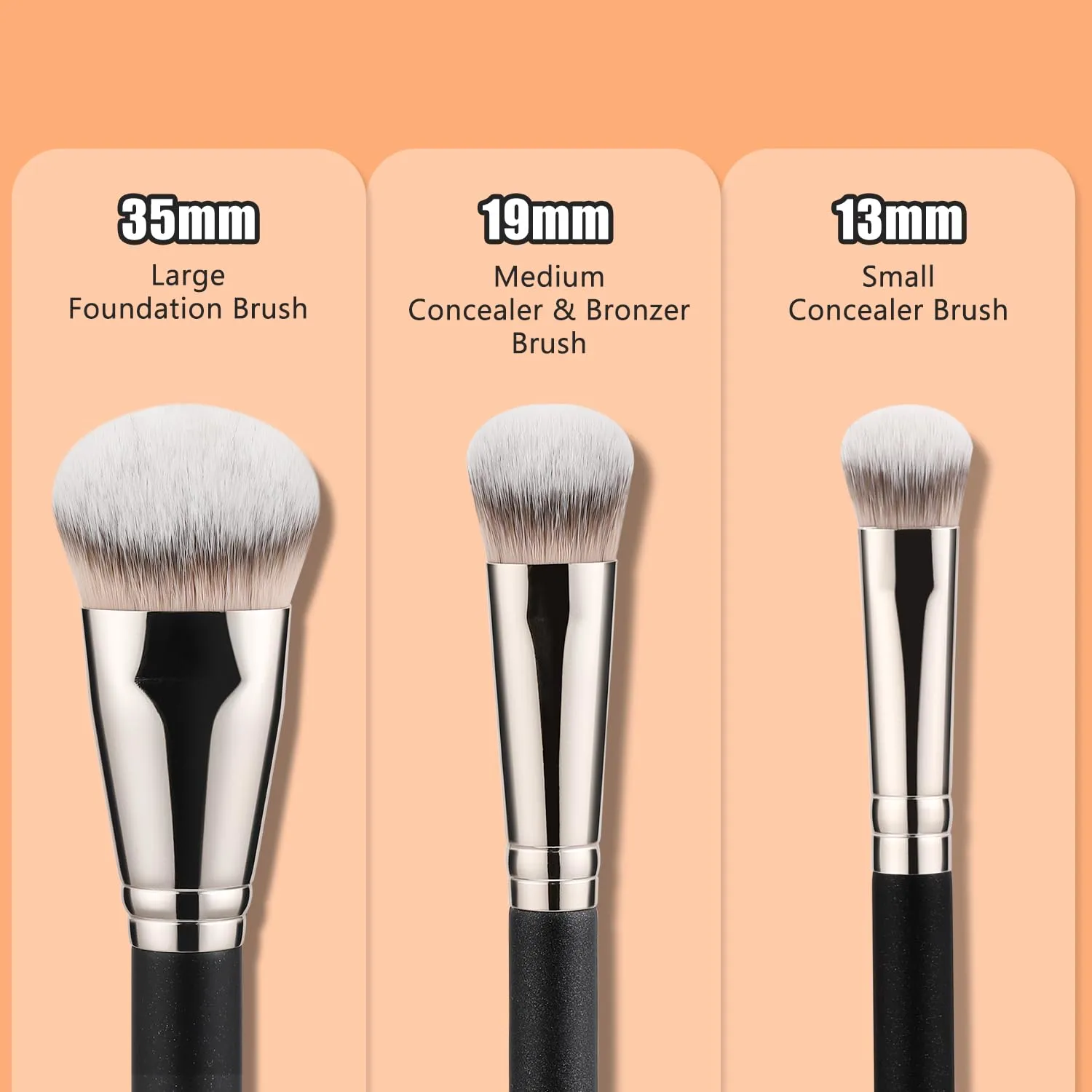 TEOYALL Flat Angled Brushes, Flawless Foundation Brush Under Eye Concealer Brush Bronzer Brush with Liquid Cream Powder