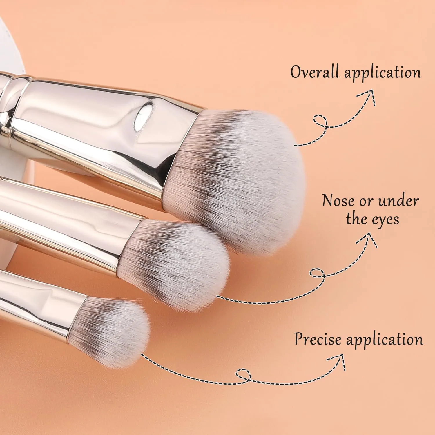 TEOYALL Flat Angled Brushes, Flawless Foundation Brush Under Eye Concealer Brush Bronzer Brush with Liquid Cream Powder