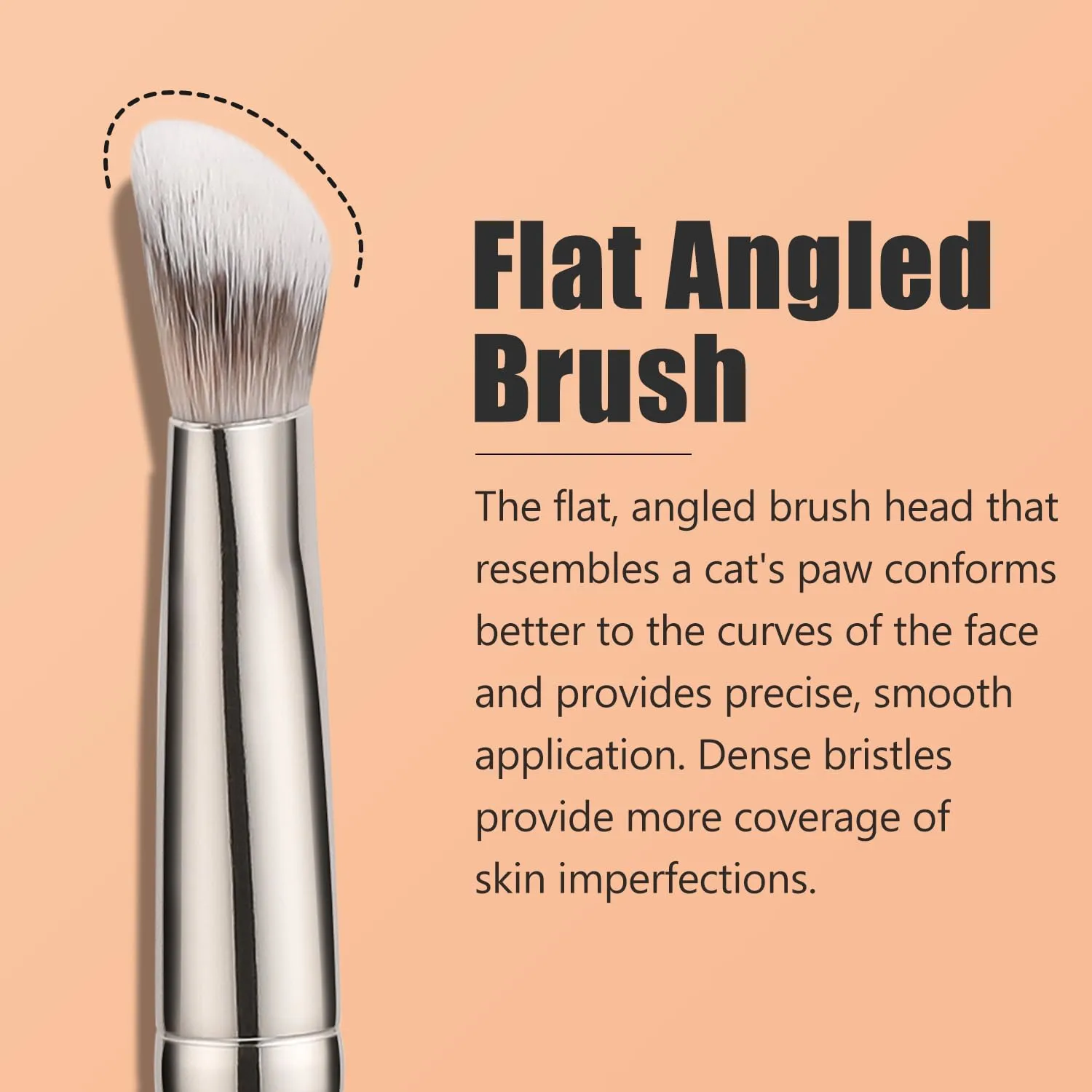 TEOYALL Under-Eye Concealer Brush, Small Flat Angled Synthetic Bristles Flawless Coverage Multitask Brush with Liquid Cream Powder