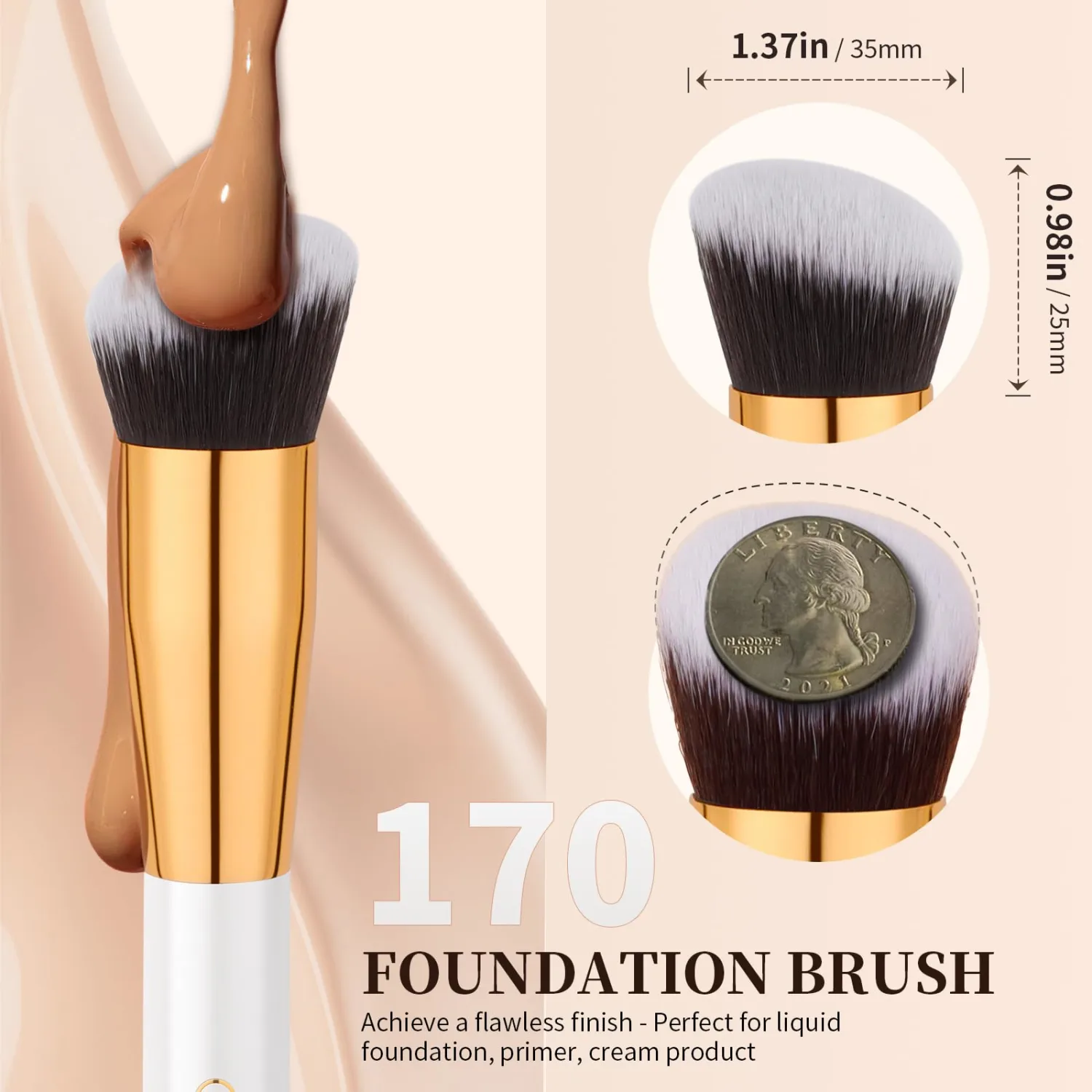 docolor Foundation Brush & 270 Concealer Brush Set, 2PCS Professional Makeup Brushes Angled Kabuki Brush for Flawless Liquid, Cream, Sculpting, Mineral Blending and Buffing