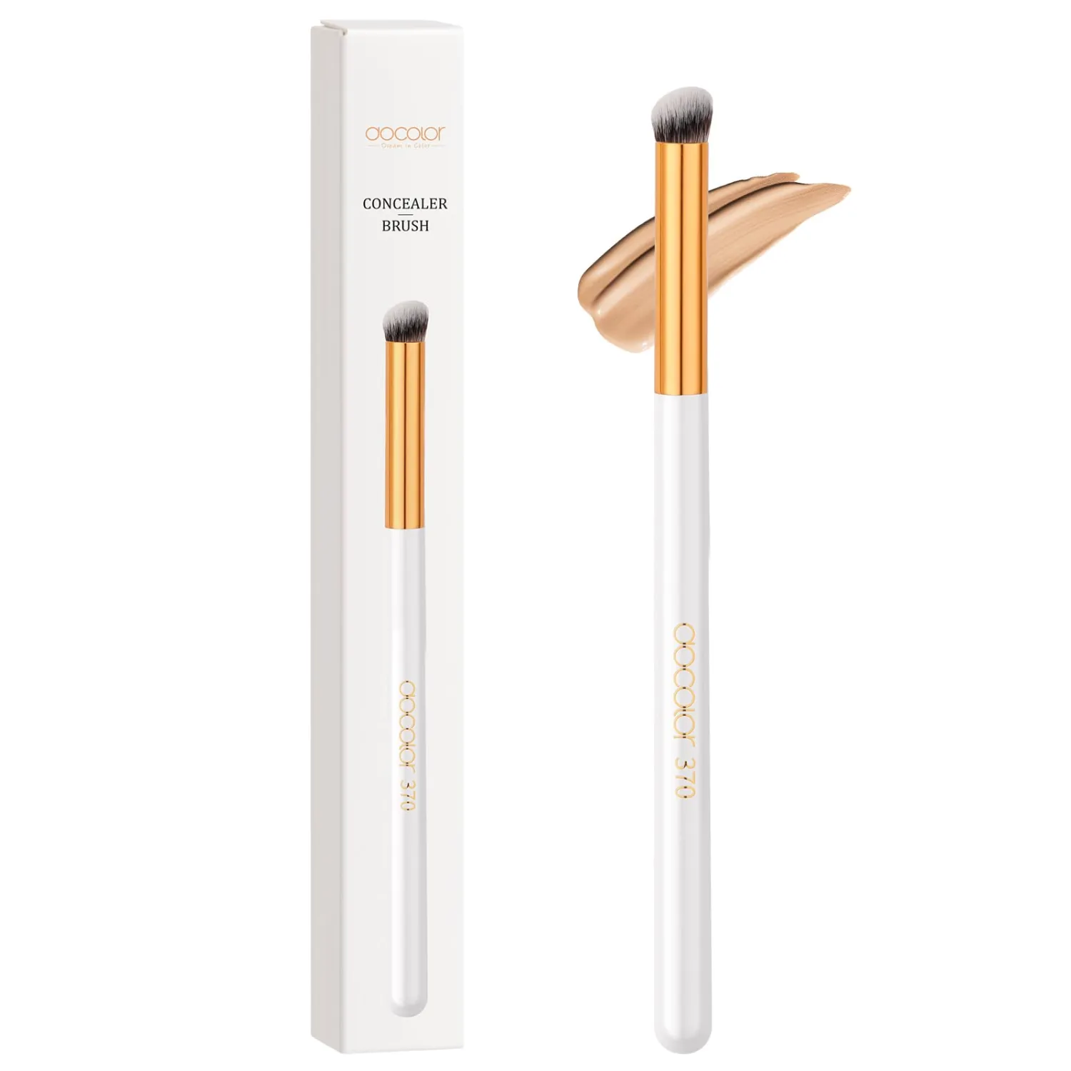 docolor Concealer Brush 370 Angled Concealer Brushes Under Eye Small Mini Concealer Angled Flat Top Kabuki Nose Contour Brush for Concealing Blending Setting