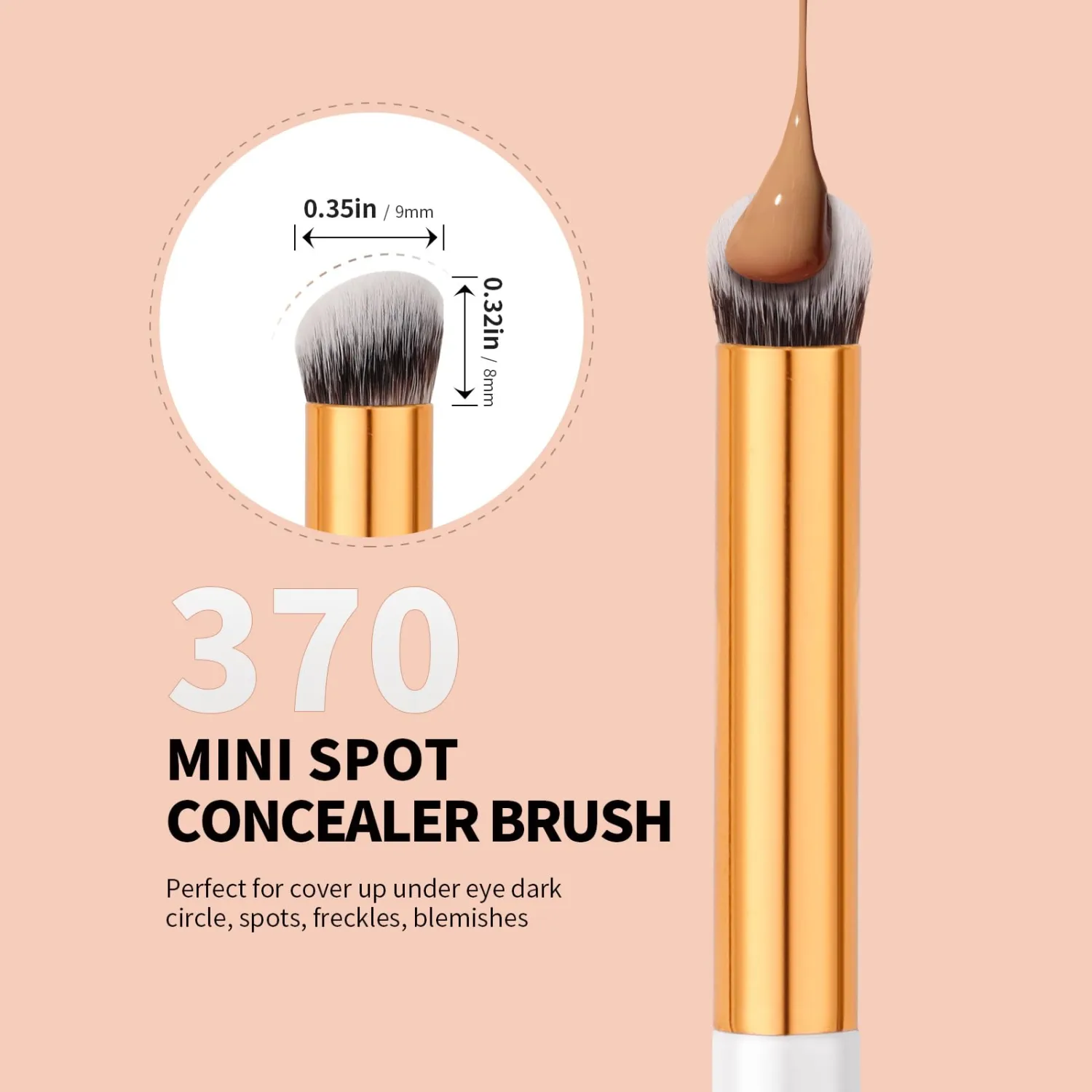 docolor Concealer Brush 370 Angled Concealer Brushes Under Eye Small Mini Concealer Angled Flat Top Kabuki Nose Contour Brush for Concealing Blending Setting