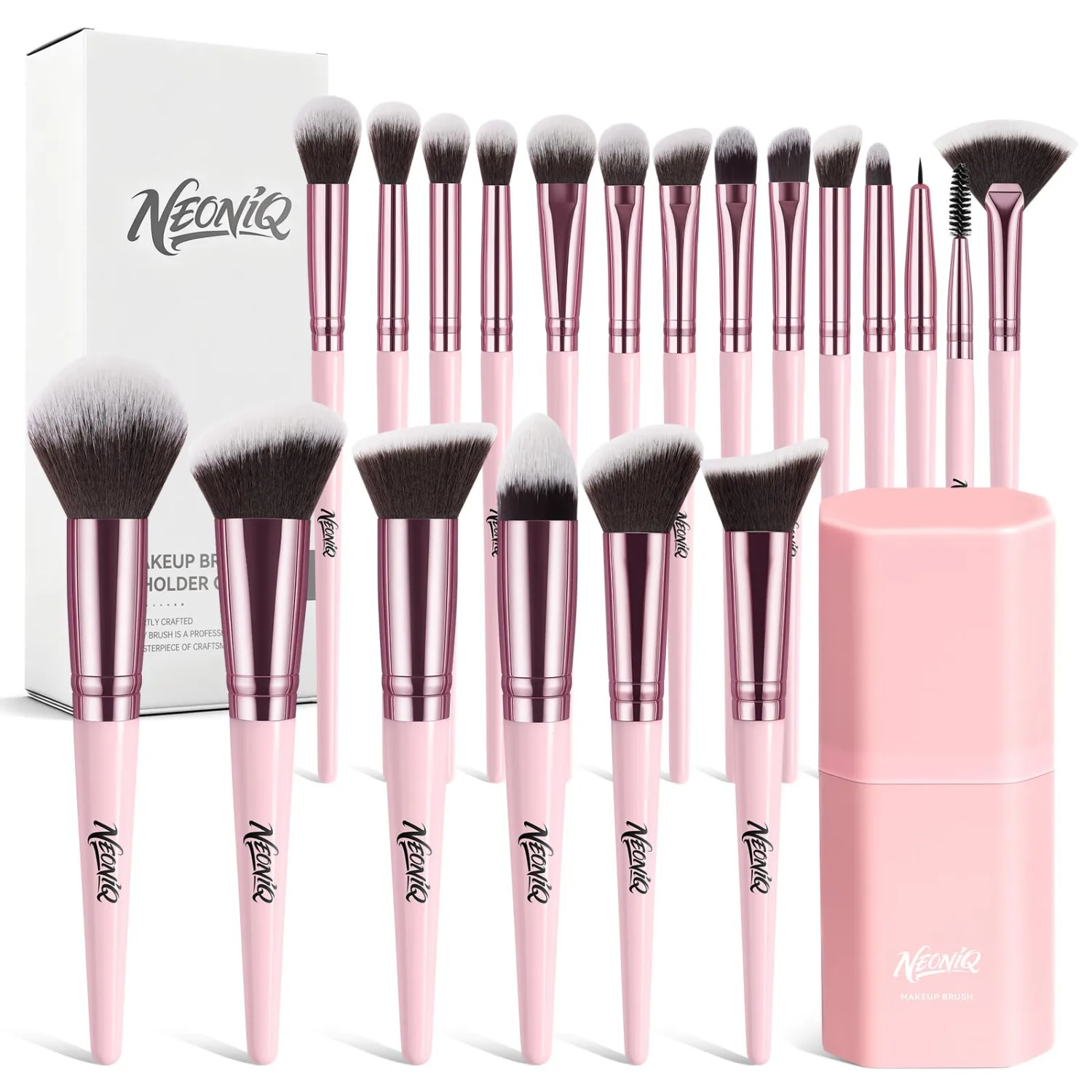 20 PCS Travel Makeup Brush Set, Makeup brushes, Professional Foundation Eyeshadow Concealer Blush Powder Bronzer Brushes,Versatile Face Make Up Tools with Travel Makeup Case（Pink）