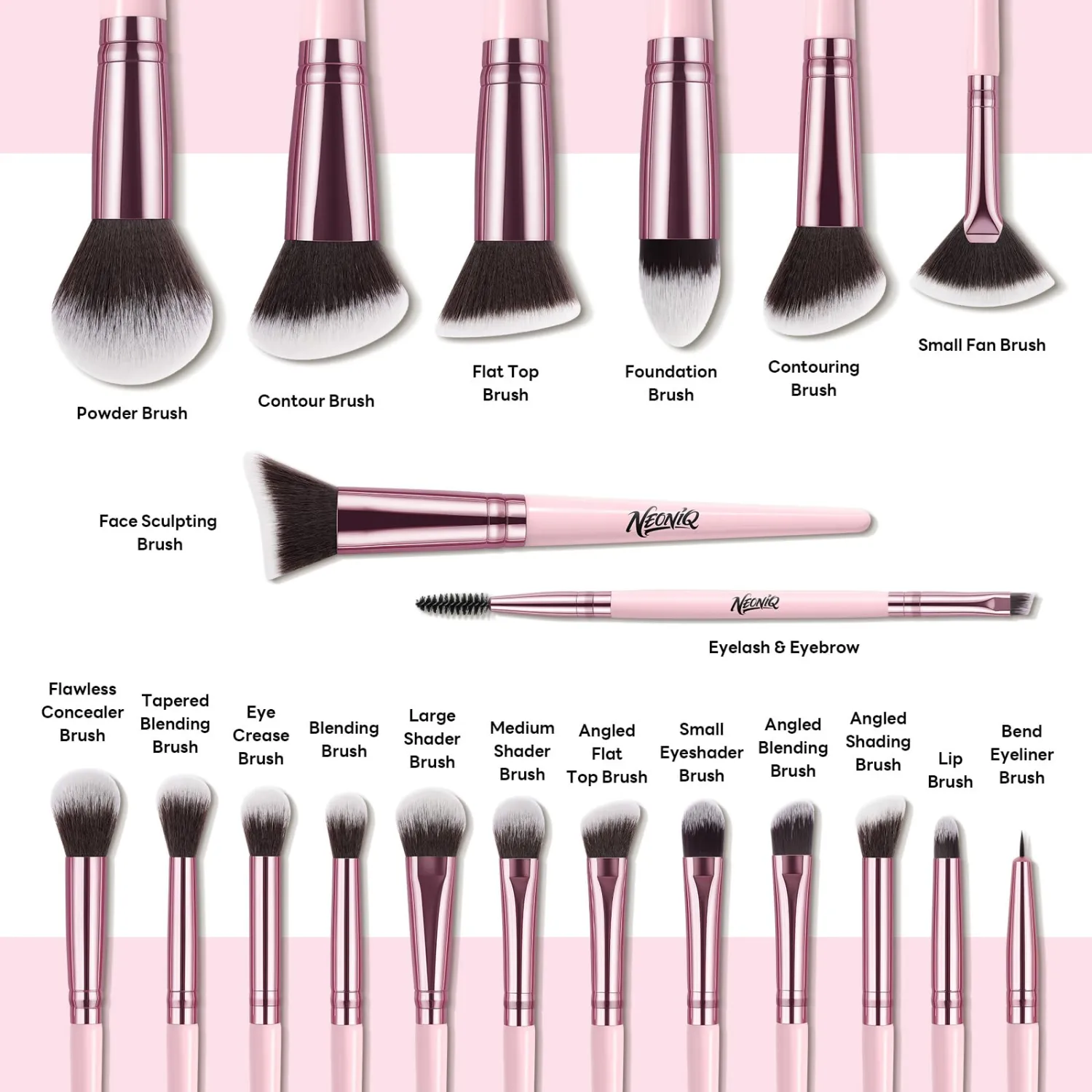 20 PCS Travel Makeup Brush Set, Makeup brushes, Professional Foundation Eyeshadow Concealer Blush Powder Bronzer Brushes,Versatile Face Make Up Tools with Travel Makeup Case（Pink）