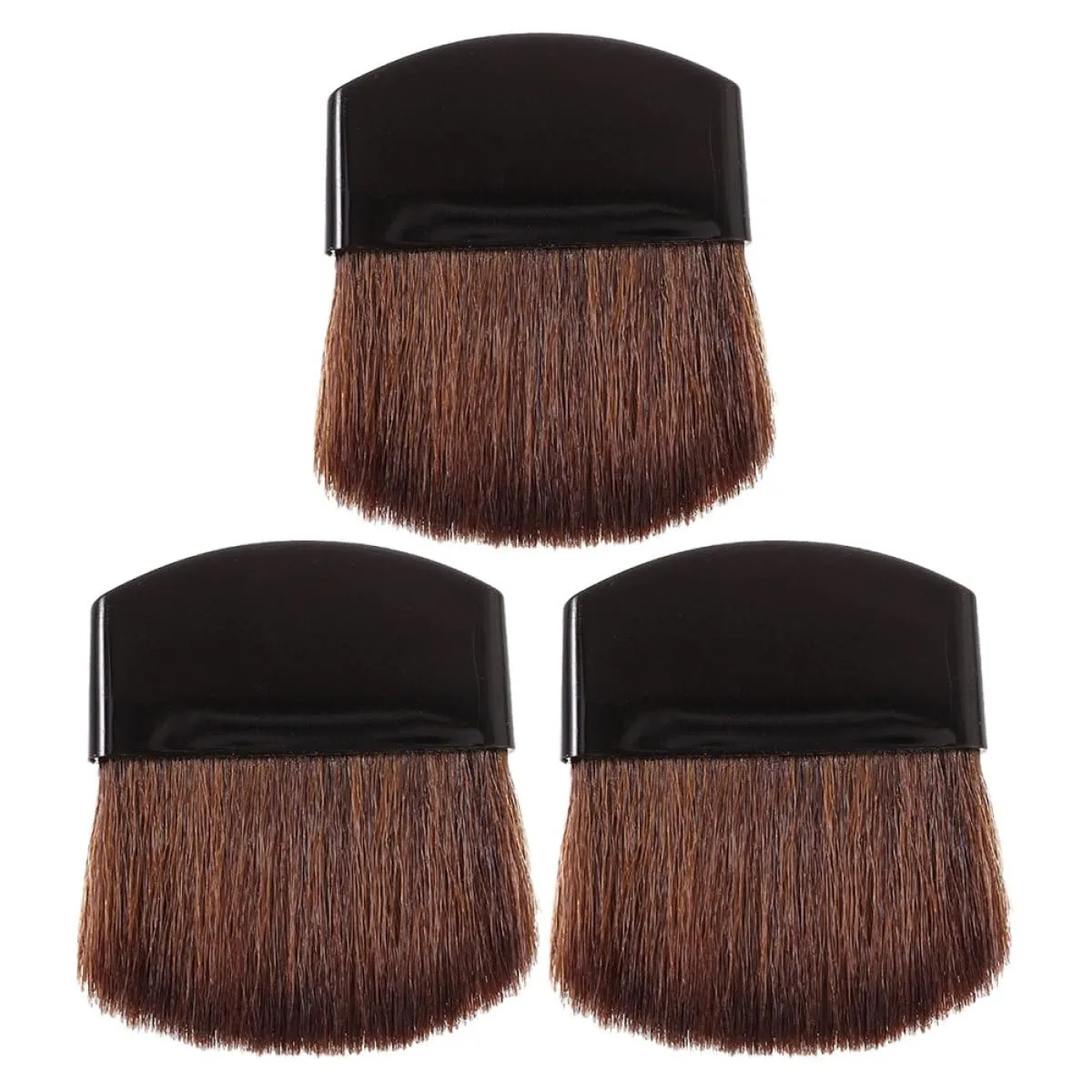 FRCOLOR 3Pcs Mini Flat Makeup Brush Set Natural Bristles Small Portable Powder Blush Brushes for Travel