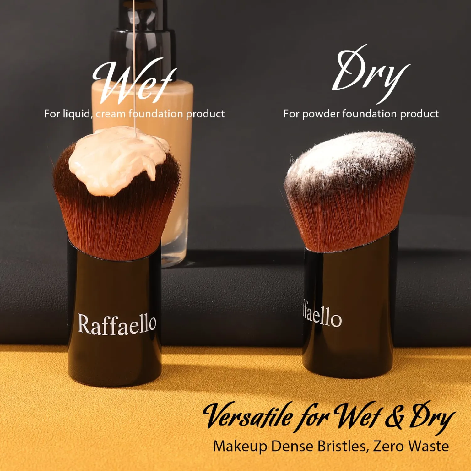 Raffaello Angled Kabuki Brush for Foundation – Ultra-Soft Dense Bristles, Flat Top Makeup Brush for Liquid, Cream & Powder, Seamless Blend, Wet & Dry Use, Zero Waste