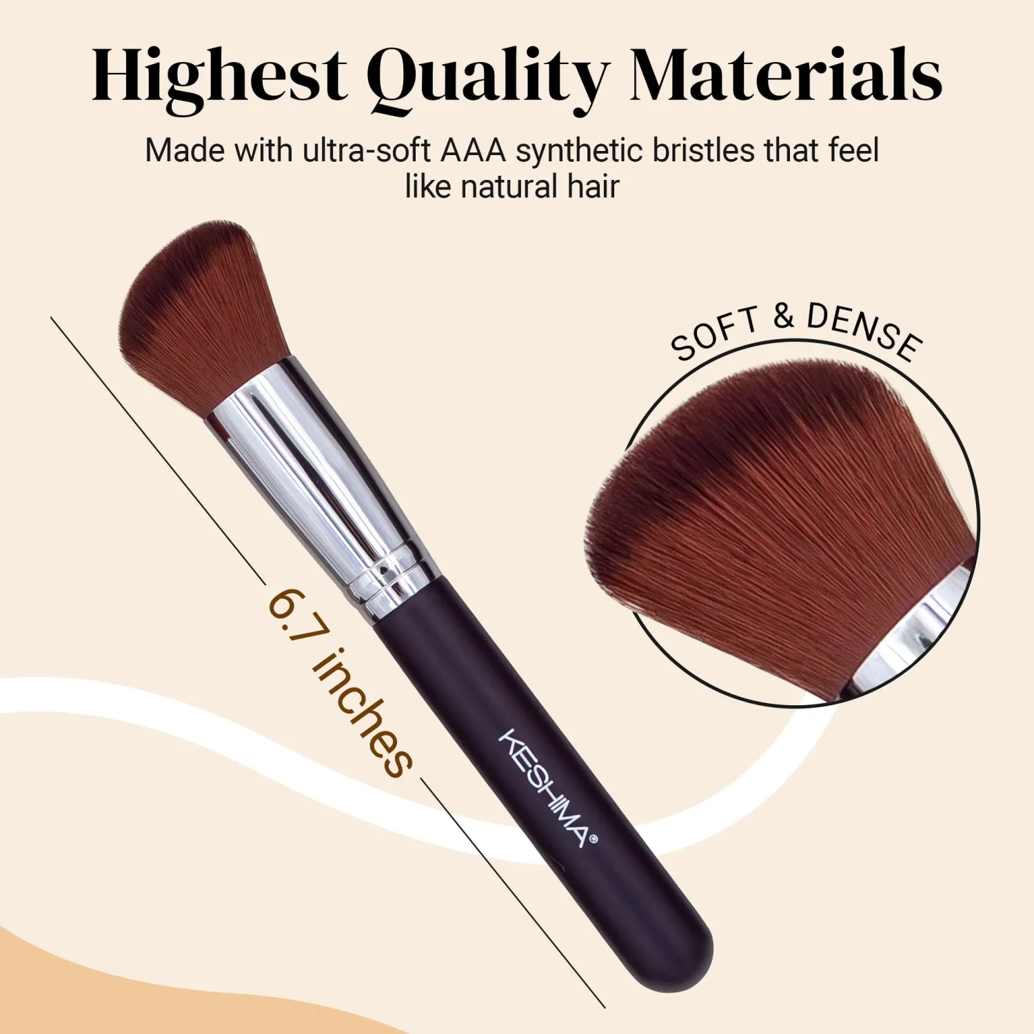 Liquid Blush Brush by Keshima - Dense yet Soft Synthetic Face Makeup Brush for Liquid & Cream Blush, Contour & Bronzer - Blending & Buffing to an Airbrush Finish