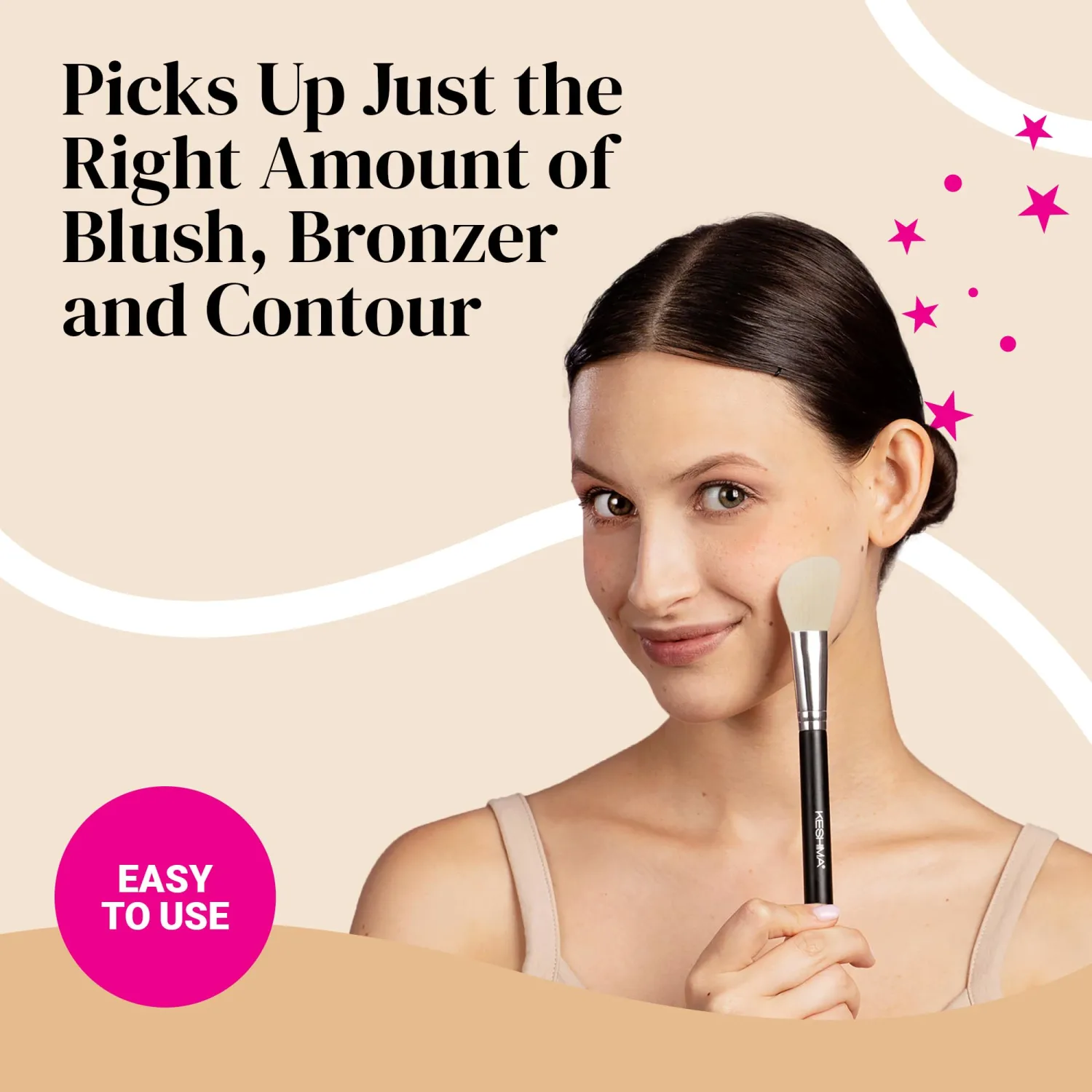 KESHIMA Angled Blush Brush & Bronzer - Premium Contour Brush for Blush, Bronzer & Powder Makeup Application - Vegan, Cruelty-Free