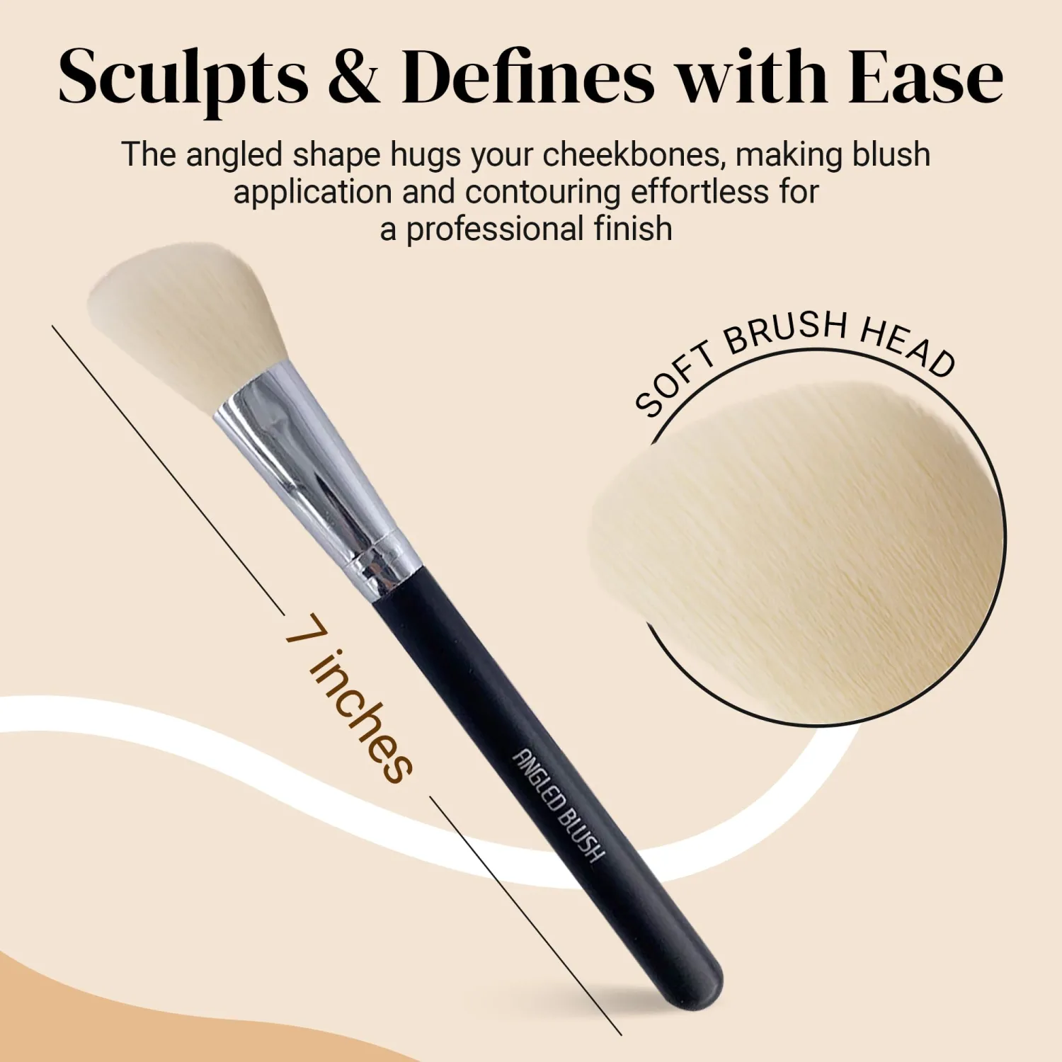 KESHIMA Angled Blush Brush & Bronzer - Premium Contour Brush for Blush, Bronzer & Powder Makeup Application - Vegan, Cruelty-Free