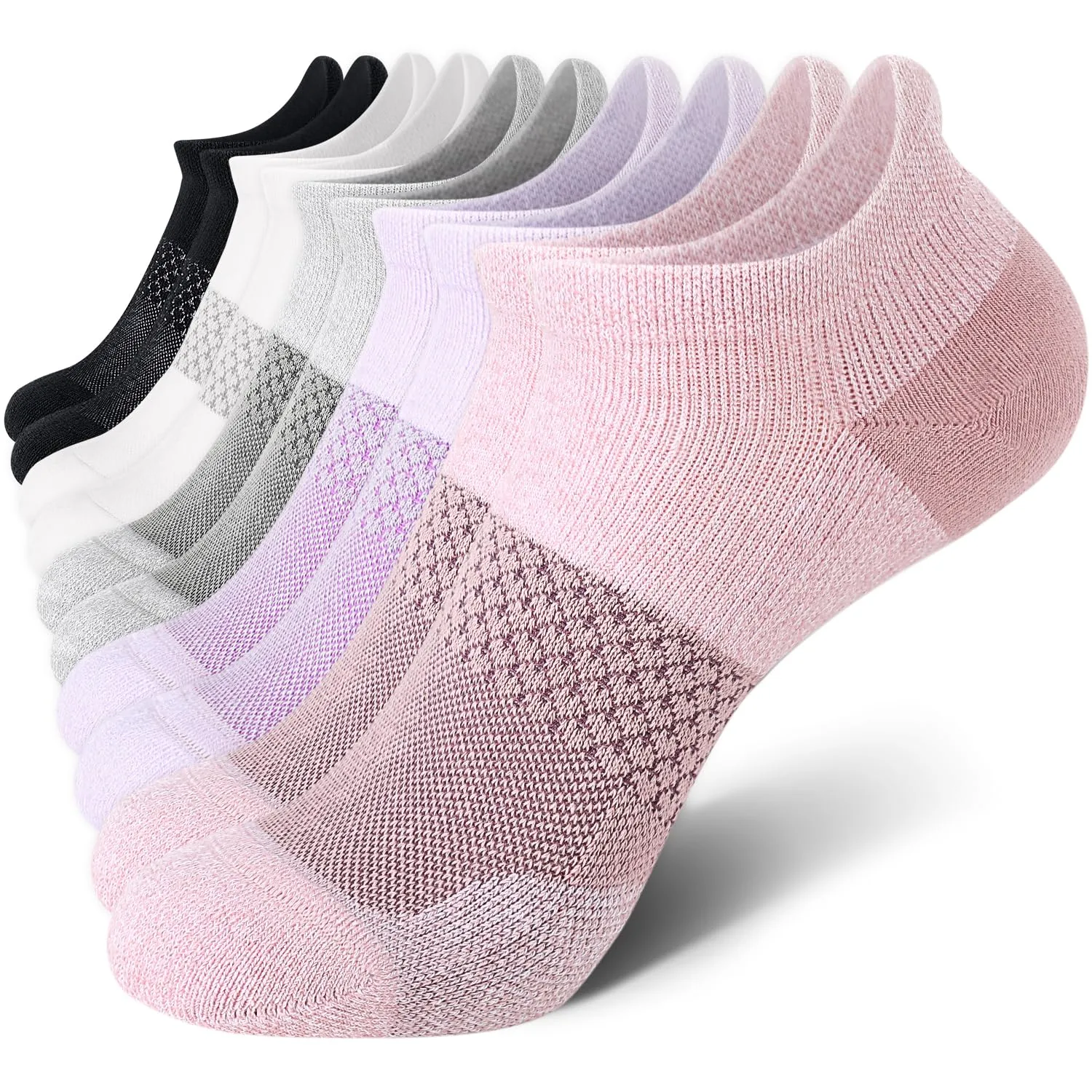 CS CELERSPORT 5 Pairs Women's Ankle Running Socks Cushioned Athletic Sport Socks with Tab