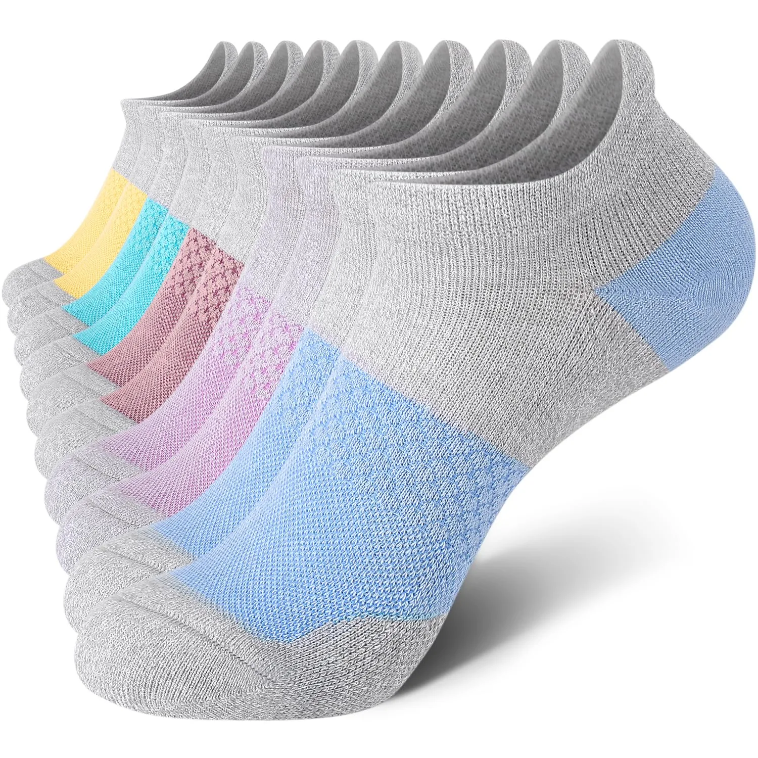CS CELERSPORT 5 Pairs Women's Ankle Running Socks Cushioned Athletic Sport Socks with Tab