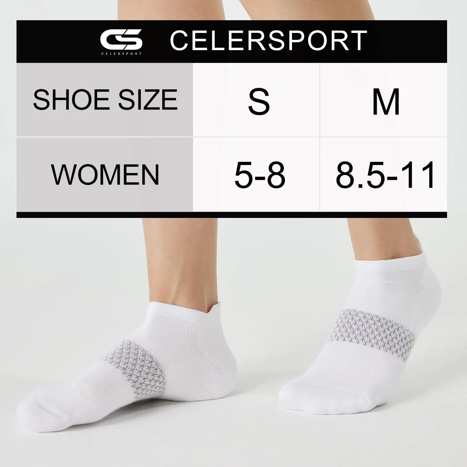 CS CELERSPORT 5 Pairs Women's Ankle Running Socks Cushioned Athletic Sport Socks with Tab