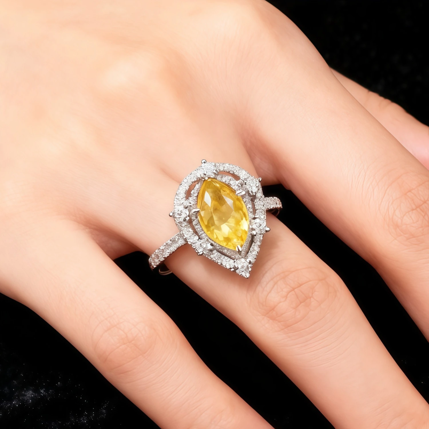 Women's Vintage Water Drop Micro-Set Full Diamond Ring