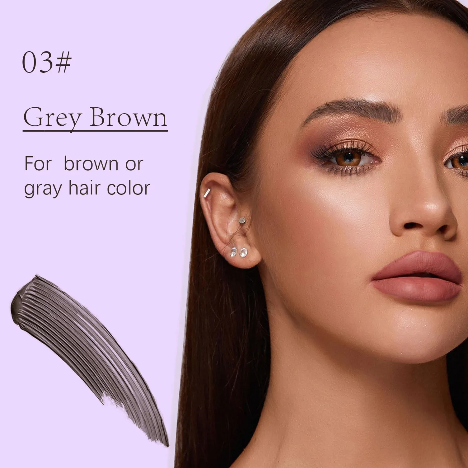 Peel Off Eyebrow Gel, Grey Brown Tattoo Eyebrow Gel Easy Peel Off for Women, Up to 3 Days Waterproof & Long Lasting Brow Color, Easy Application for Fuller & Defined Looking Brows (03#)