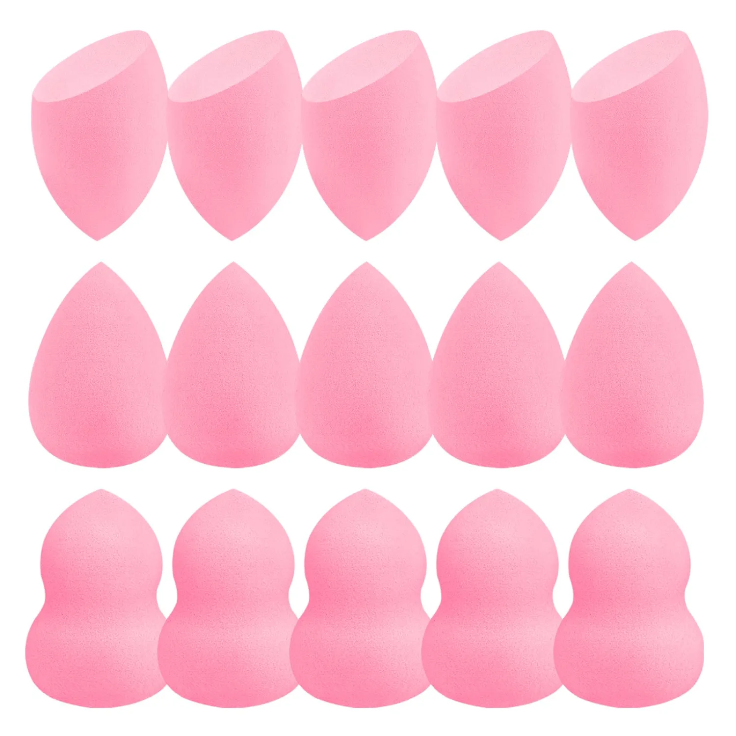 15pcs Pink Makeup Sponge Set, Non-Latex Wet & Dry Dual Use Foundation Sponge for Flawless Application, Reusable & Washable, Ultra Soft Powder Puff Blenders for Cream, Liquid & Powder Makeup