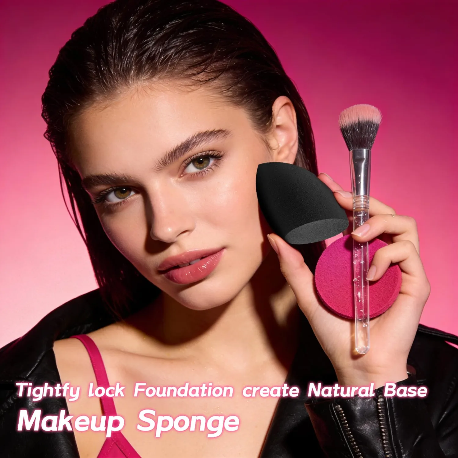 Makeup Sponge Set 15 Pcs Black, Soft Foundation Sponge & Powder Puff, Latex-Free Beauty Makeup Sponge, Reusable Washable Dual Use for Dry & Wet, Flawless Makeup Application