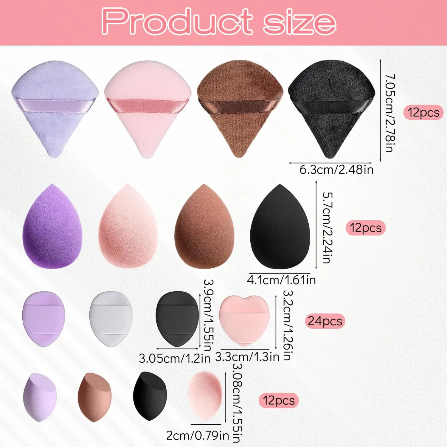 60 Pcs Makeup Sponge Set, Multi-colored Blending Sponge, Makeup Blender Sponges for Liquid Cream, and Powder Latex Free