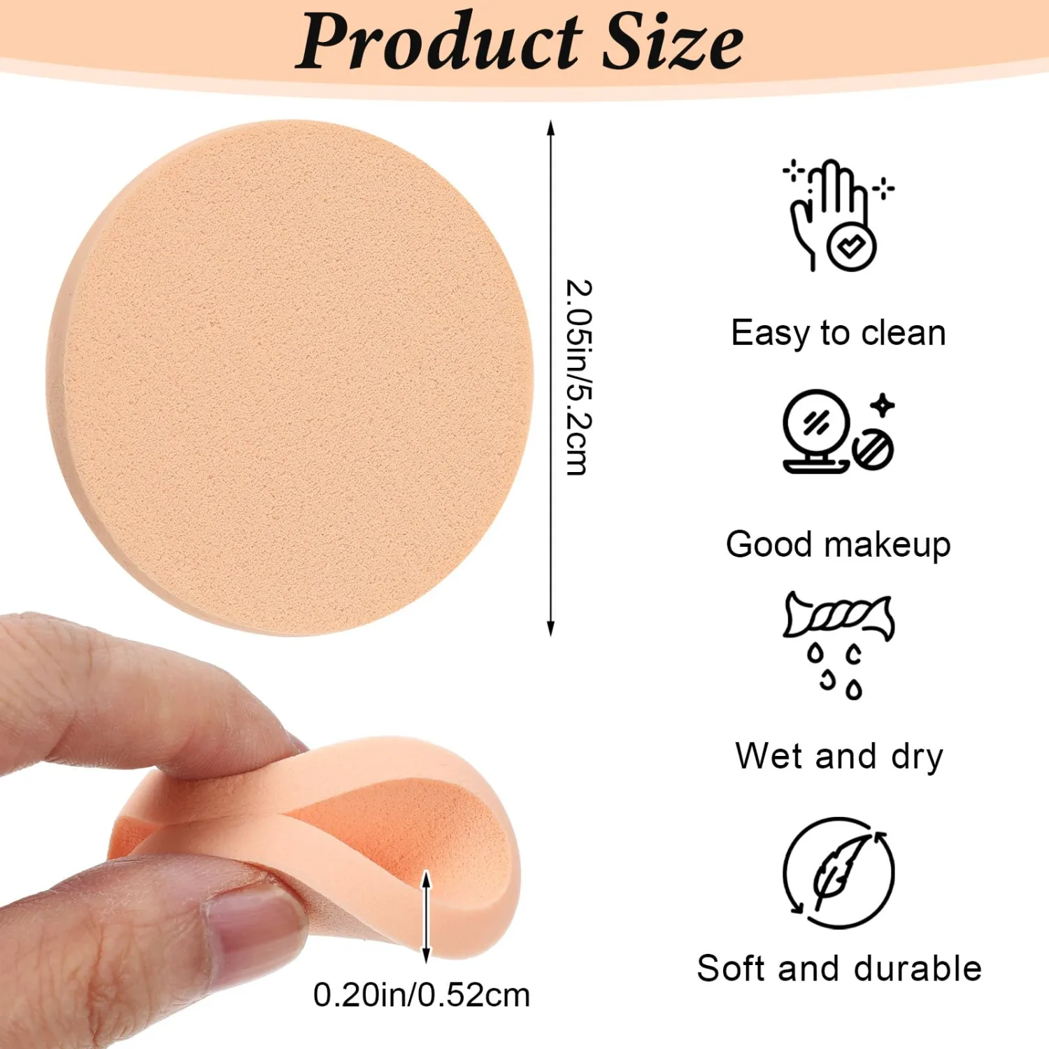 12 PCS Nude Round Makeup Sponge Flat Make Up Sponges Smooth Cosmetic Sponge Facial Powder Puff Eye Foundation Beauty Makeup Pads for Women Lady All Skin Types Wet and Dry Dual Use