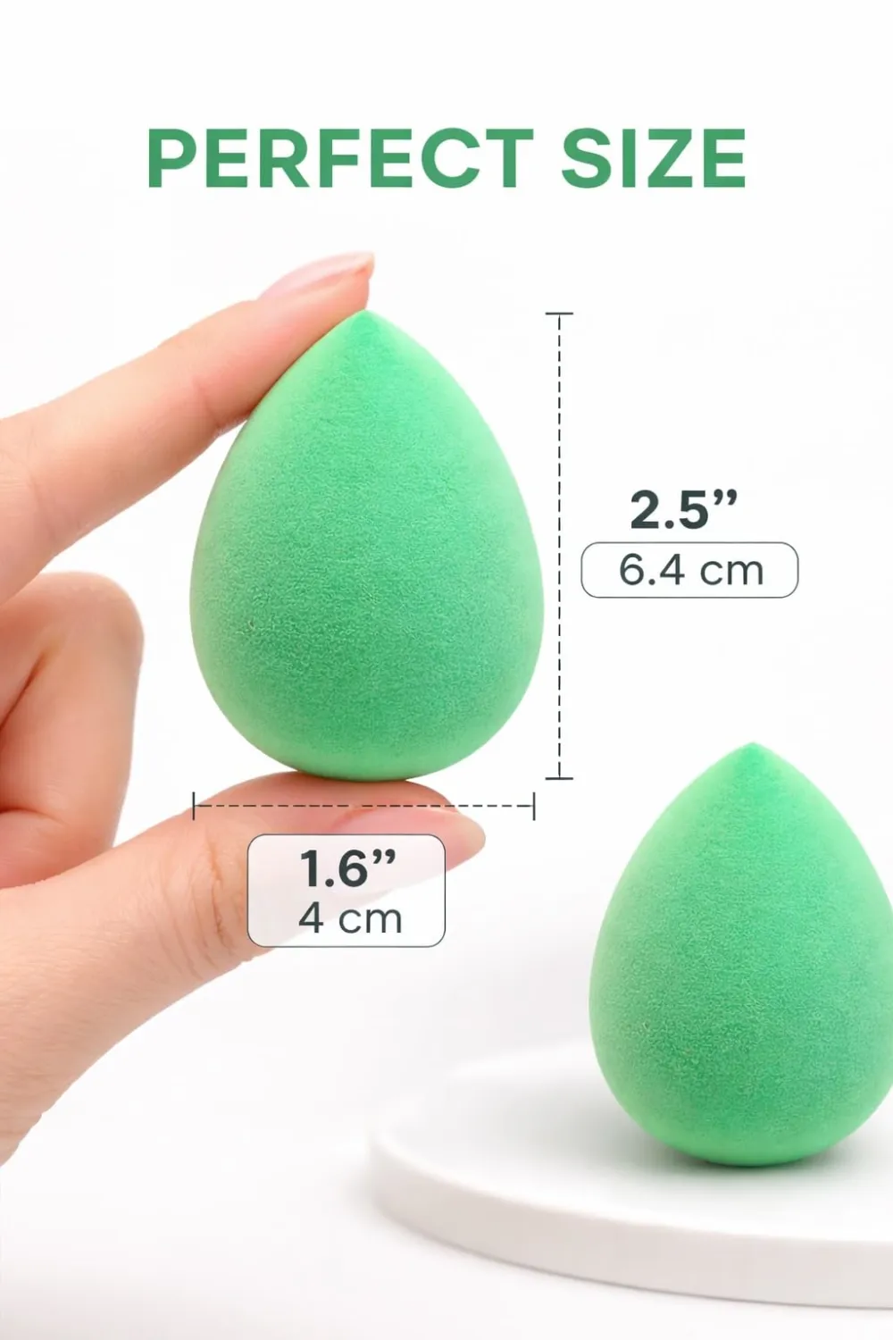 Beauty Makeup Sponge Blender 3 Pack – Ultra Soft Latex-Free Beauty Sponge for Foundation, Concealer & Powder – Flawless Airbrush Finish, Wet & Dry Use Cosmetic Applicatorm (Green)