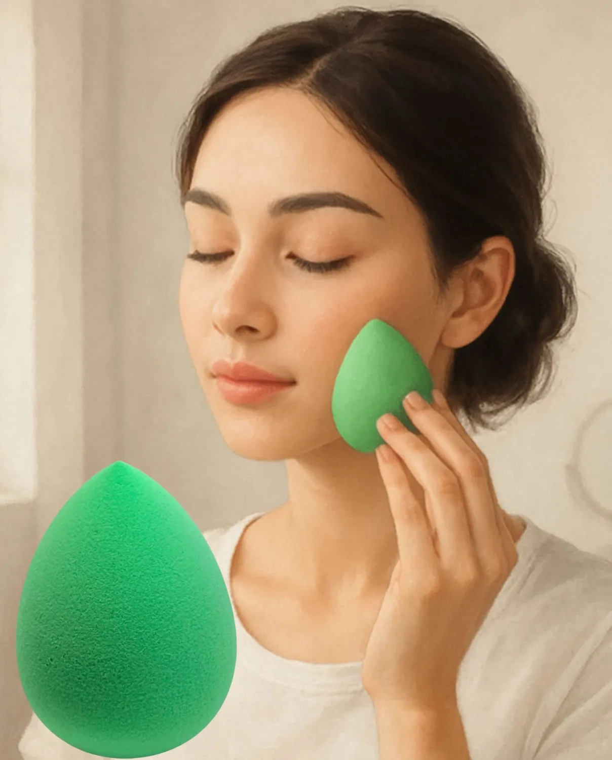 Beauty Makeup Sponge Blender 3 Pack – Ultra Soft Latex-Free Beauty Sponge for Foundation, Concealer & Powder – Flawless Airbrush Finish, Wet & Dry Use Cosmetic Applicatorm (Green)