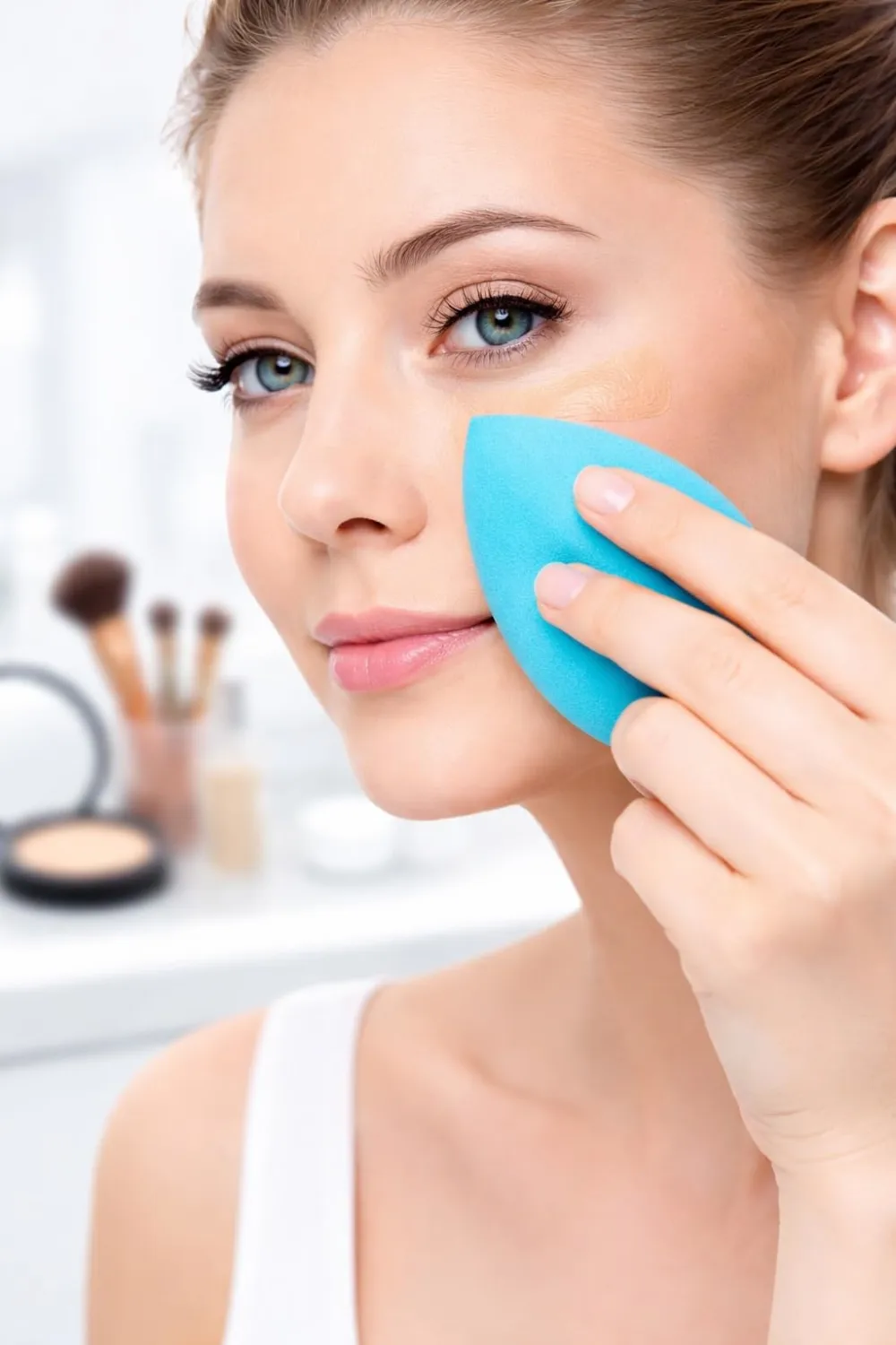 Makeup Sponge Blender Set, 3 Pack (Aqua) – Latex-Free Beauty Blending Sponges for Foundation, Concealer & Cream Makeup – Soft, Expands When Wet, Flawless Airbrushed Finish Makeup Applicator