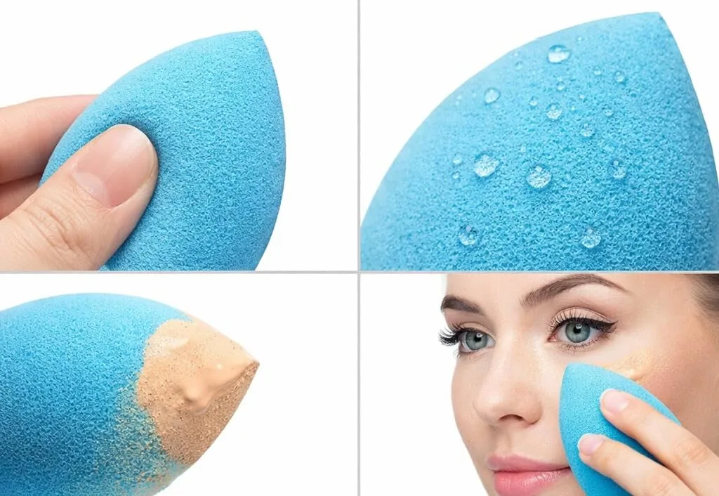 Makeup Sponge Blender Set, 3 Pack (Aqua) – Latex-Free Beauty Blending Sponges for Foundation, Concealer & Cream Makeup – Soft, Expands When Wet, Flawless Airbrushed Finish Makeup Applicator
