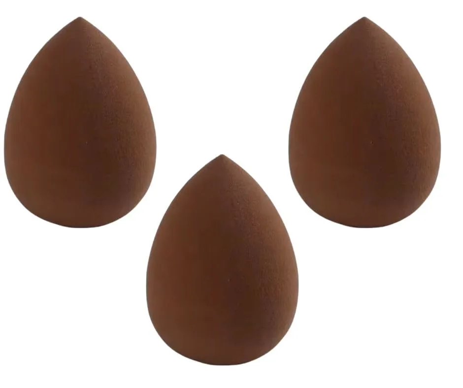 Beauty Makeup Sponge Blender 3 Pack – Ultra Soft Latex-Free Beauty Sponge for Foundation, Concealer & Powder – Flawless Airbrush Finish, Wet & Dry Use Cosmetic Applicator (Coffee)