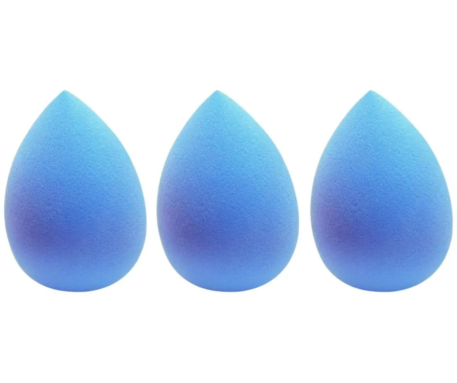 Beauty Makeup Sponge Blender 3 Pack – Ultra Soft Latex-Free Beauty Sponge for Foundation, Concealer & Powder – Flawless Airbrush Finish, Wet & Dry Use Cosmetic Applicator (Light Blue)