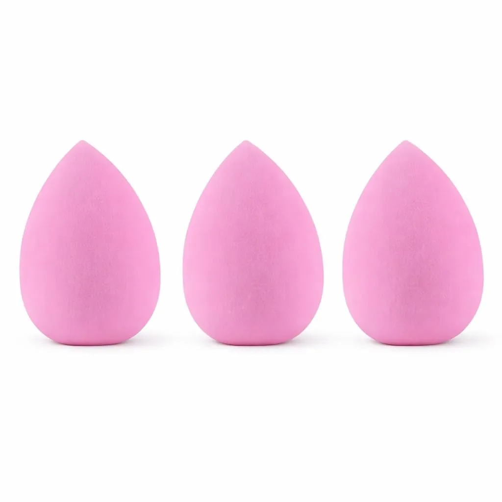 Makeup Sponge Blender, 3 Pack, Pink, Flawless Foundation Blending, Latex-Free Cosmetic Applicator Puff for Liquid, Cream, & Powder