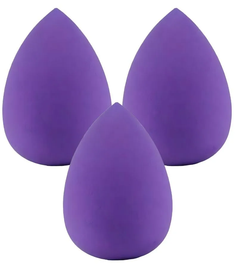 Beauty Makeup Sponge Blender 3 Pack – Ultra Soft Latex-Free Beauty Sponge for Foundation, Concealer & Powder – Flawless Airbrush Finish, Wet & Dry Use Cosmetic Applicator (Purple)