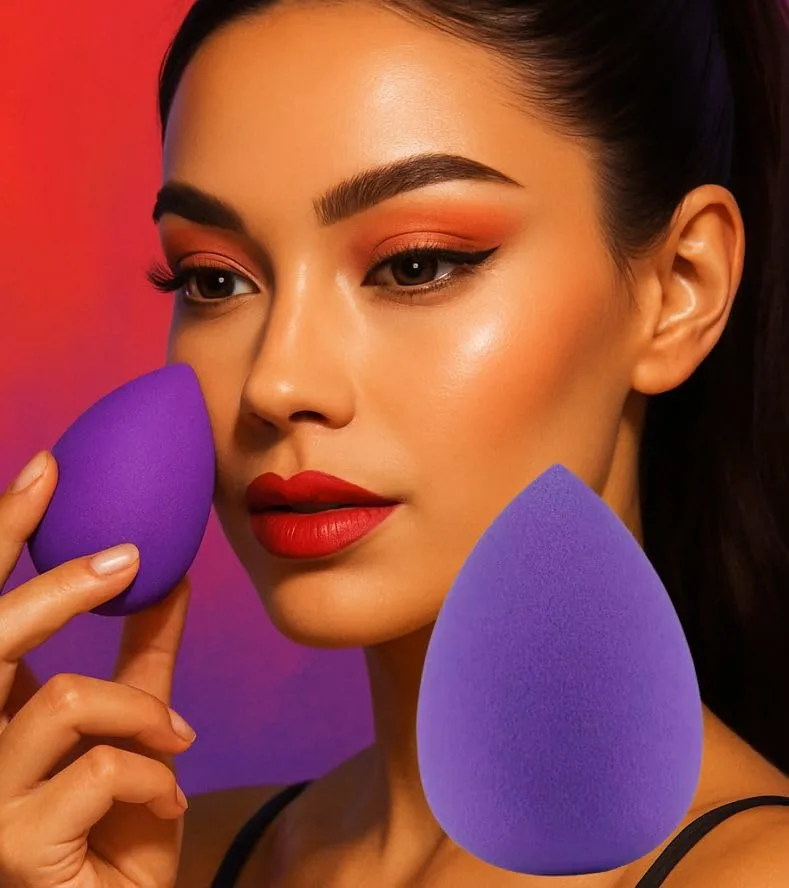 Beauty Makeup Sponge Blender 3 Pack – Ultra Soft Latex-Free Beauty Sponge for Foundation, Concealer & Powder – Flawless Airbrush Finish, Wet & Dry Use Cosmetic Applicator (Purple)