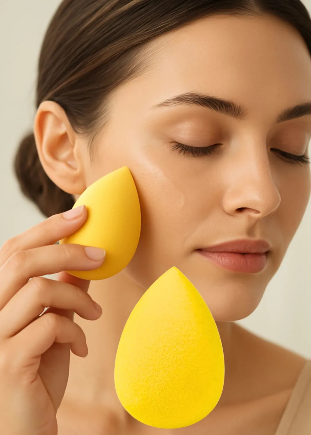 Makeup Sponge Blender, 3 Pack, Yellow, Flawless Foundation Blending, Latex-Free Cosmetic Applicator Puff for Liquid, Cream, & Powder
