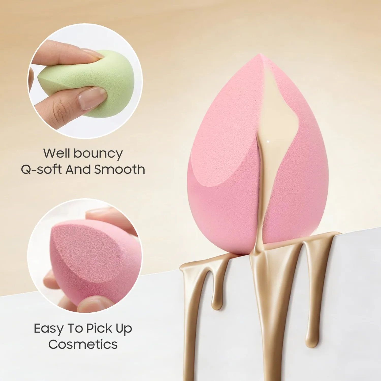 ‌15-Pcs Makeup Sponge Set – Soft, Latex-Free, Individually Wrapped Beauty Makeup Sponge for Wet & Dry Use, Ideal for Foundation, Concealer & Powder Application
