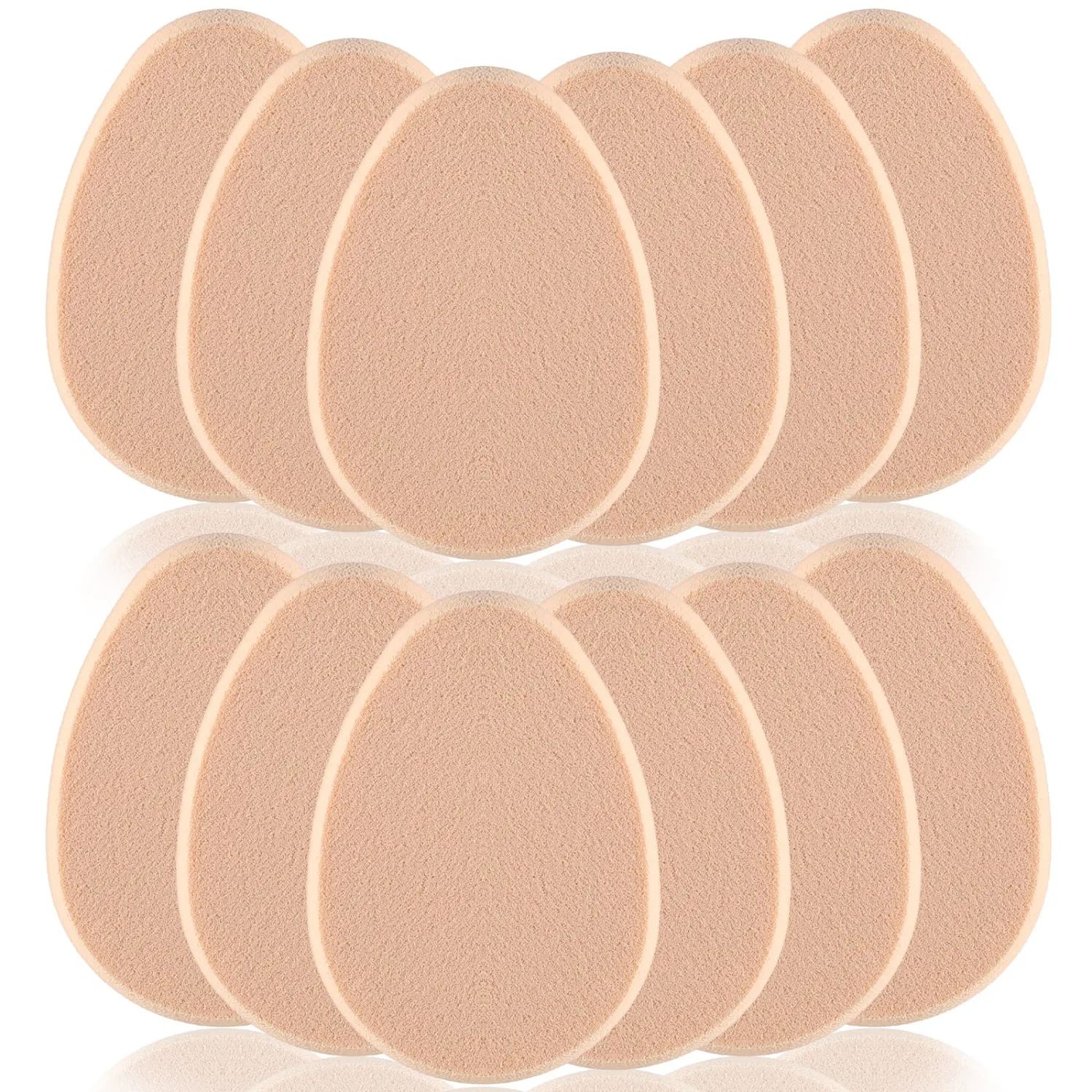 Flat Makeup Sponge, 12 Pcs Beige Smooth Makeup Sponges Cushion Foundation Puff Make up Cushion Make up Applicator Sponge for Natural and Easy Soft Long-lasting and Beginner-friendly