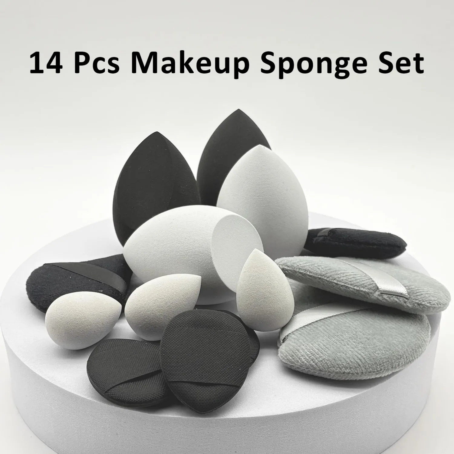 Makeup Sponge Set Blender Sponges 14 Pcs for Liquid Cream, and Powder Latex Free Multi-colored Sponges for Makeup Application with Storage Box Black Gifts