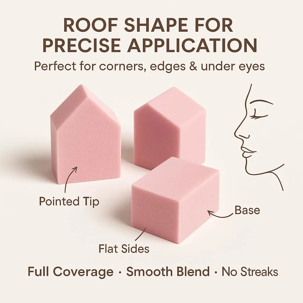Makeup Sponges Set 60 Count Triangle Cosmetic Wedges for Foundation Blending, Nail Art, Crafts, Face Painting | Beauty Sponges Cosmetic Rectangular Wet or Dry Use (Pink)