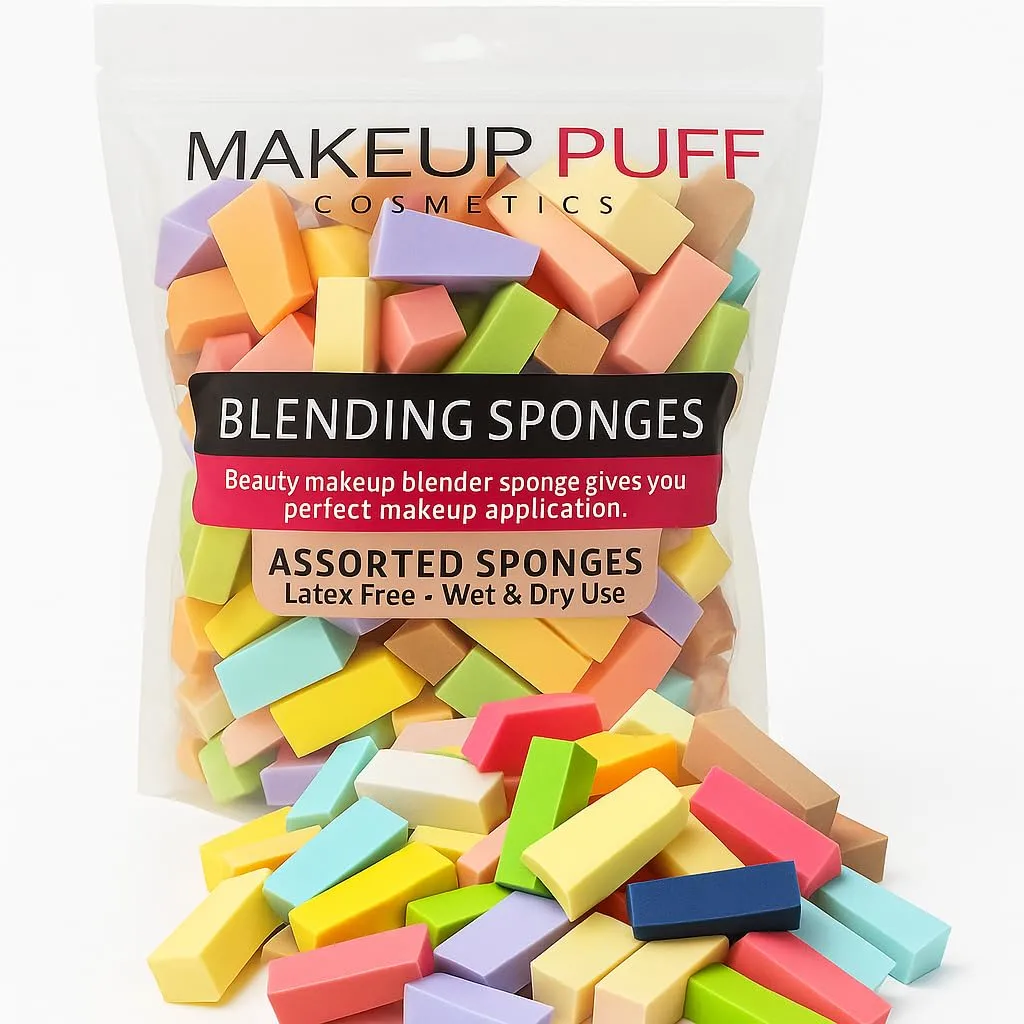 Makeup Sponges Set 70 Count Triangle Cosmetic Wedges for Foundation Blending, Nail Art, Crafts, Face Painting | Beauty Sponges Cosmetic Rectangular Wet or Dry Use (Color Mixing)