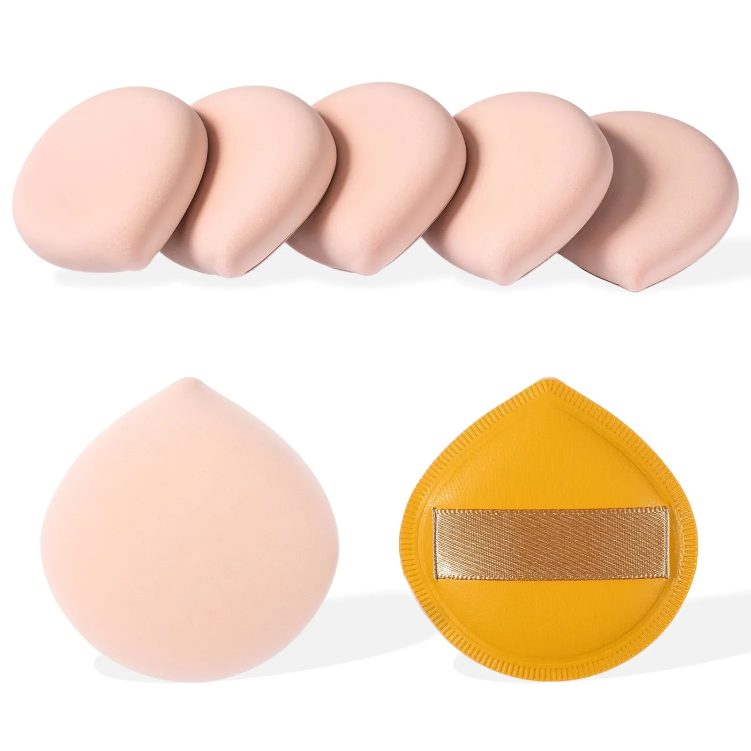 5 PCS Makeup Sponges for Foundation, Fluffy Powder Puff, Teardrop Latex Foundations Applicator for Concealer and Powder