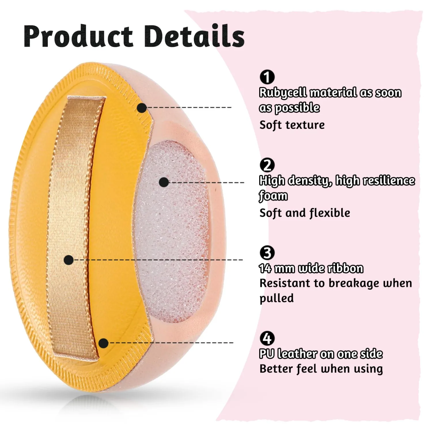 5 PCS Makeup Sponges for Foundation, Fluffy Powder Puff, Teardrop Latex Foundations Applicator for Concealer and Powder