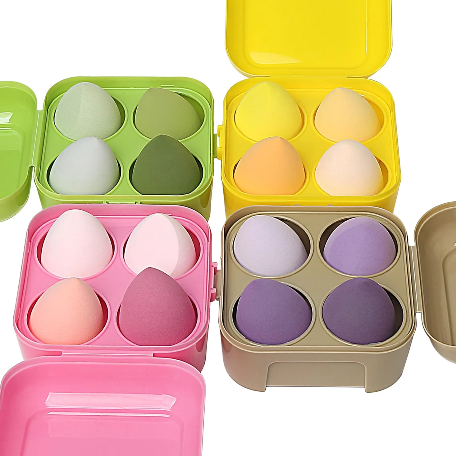 4 Sets of 4 Makeup Sponge, Super Soft Beauty Sponge, Latex Free Multicolor Sponges for Powder Cream and Liquid, Set Professional Makeup Tools with Storage Box (multicolor)