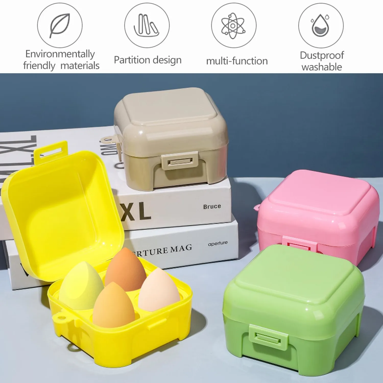 4 Sets of 4 Makeup Sponge, Super Soft Beauty Sponge, Latex Free Multicolor Sponges for Powder Cream and Liquid, Set Professional Makeup Tools with Storage Box (multicolor)