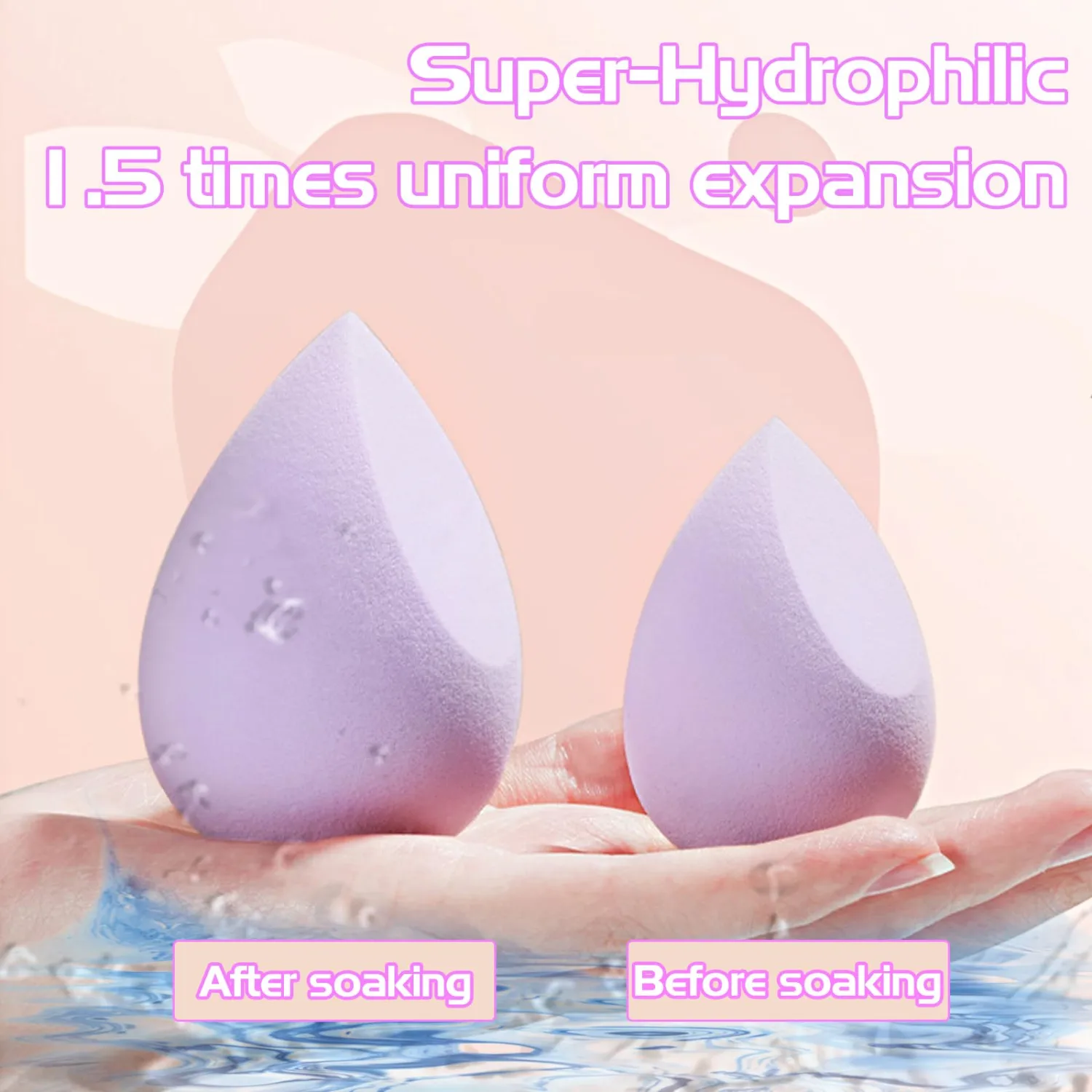 8 PCS Makeup Sponge, Super Soft Beauty Sponge, Latex Free Multicolor Sponges for Powder Cream and Liquid, Set Professional Makeup Tools with Storage Box (Violet)