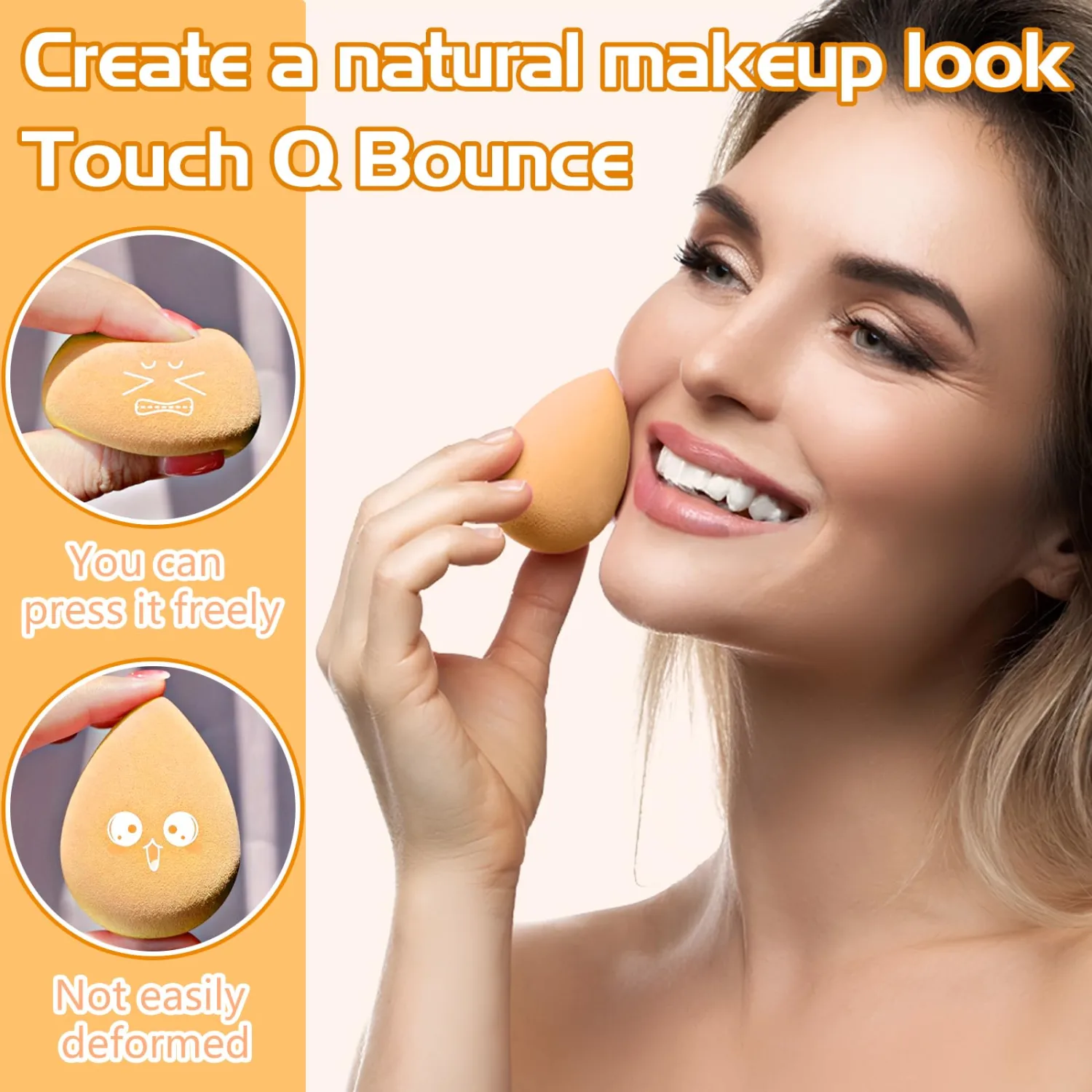 8 PCS Makeup Sponge, Super Soft Beauty Sponge, Latex Free Multicolor Sponges for Powder Cream and Liquid, Set Professional Makeup Tools with Storage Box (Yellow)