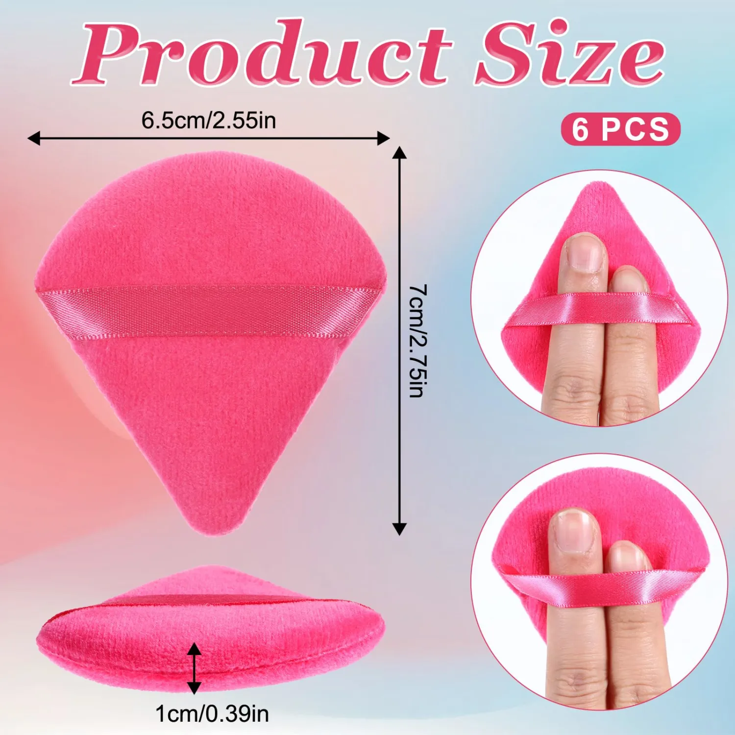 6 Pieces Powder Puff Triangle Powder Puff Face Makeup Sponge Triangle Cosmetic Foundation Sponge for Dry&wet Makeup Concealer Loose Body Foundation 3 Colors