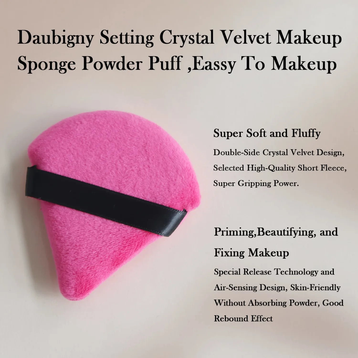 Powder Puff Daubigny 6 PCS Powder Puffs Makeup Puff Face Soft Triangle Powder Puff for Loose Powder Mineral Powder Body Velour Cosmetic Foundation Sponges Blender Beauty Makeup Tools(Rose Red Black)