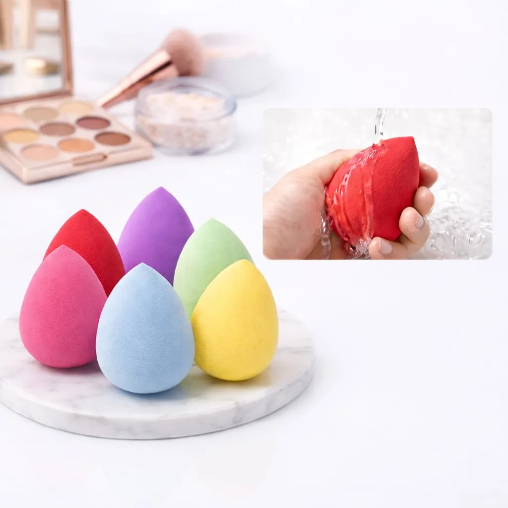 Super Soft Latex-Free Sponges for Liquid Cream and Powder, Natural Seamless Finish, 6 Piece Set