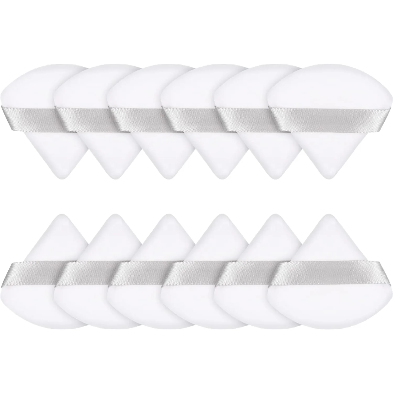 Maitys 12 Pcs Powder Puff Triangle for Face Makeup Cosmetic Loose Powder Puff Velour Soft Body Washable Reusable Foundation Sponge Wet Dry Makeup Tool for Women(Small,White)