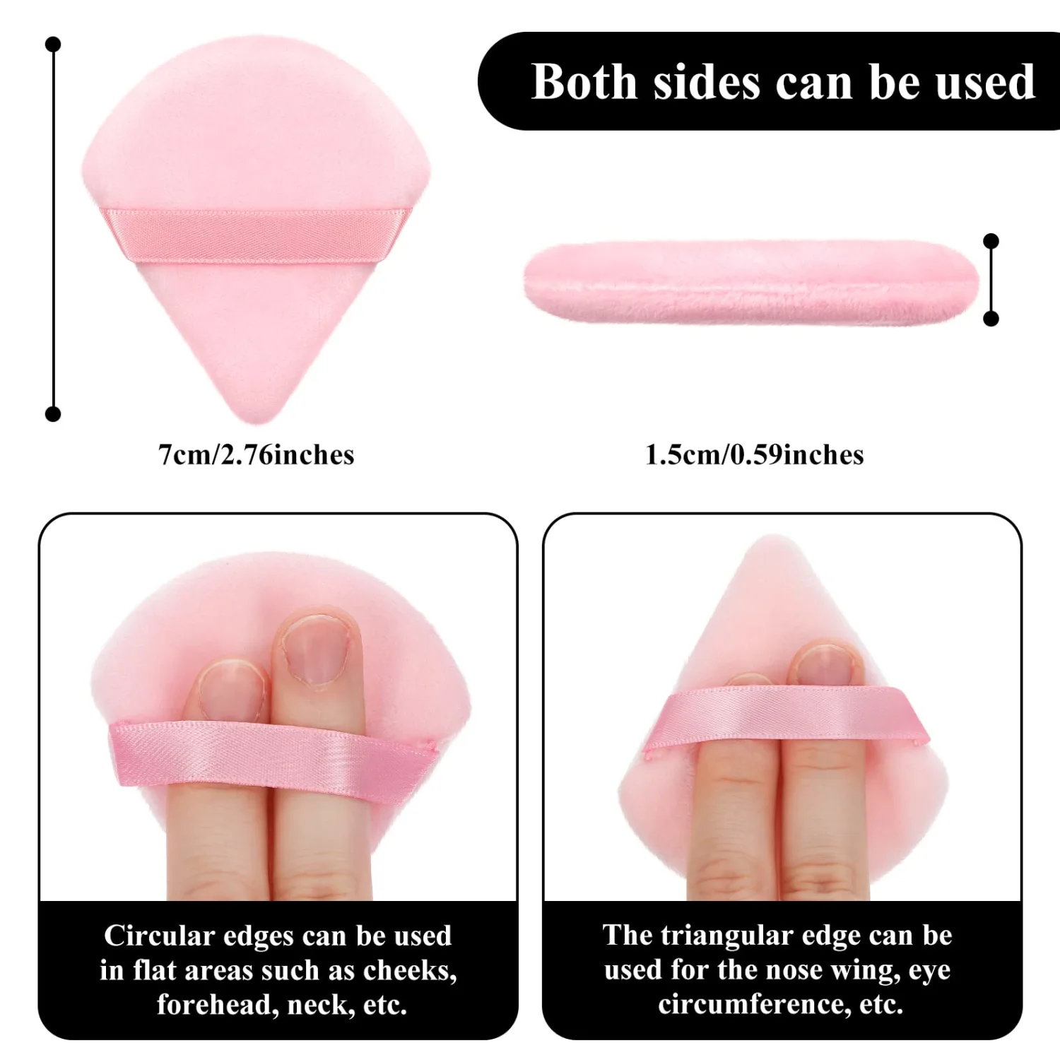 Maitys 12 Pcs Powder Puff Triangle for Face Makeup Cosmetic Loose Powder Puff Velour Soft Body Washable Reusable Foundation Sponge Wet Dry Makeup Tool for Women(Small,Pink)