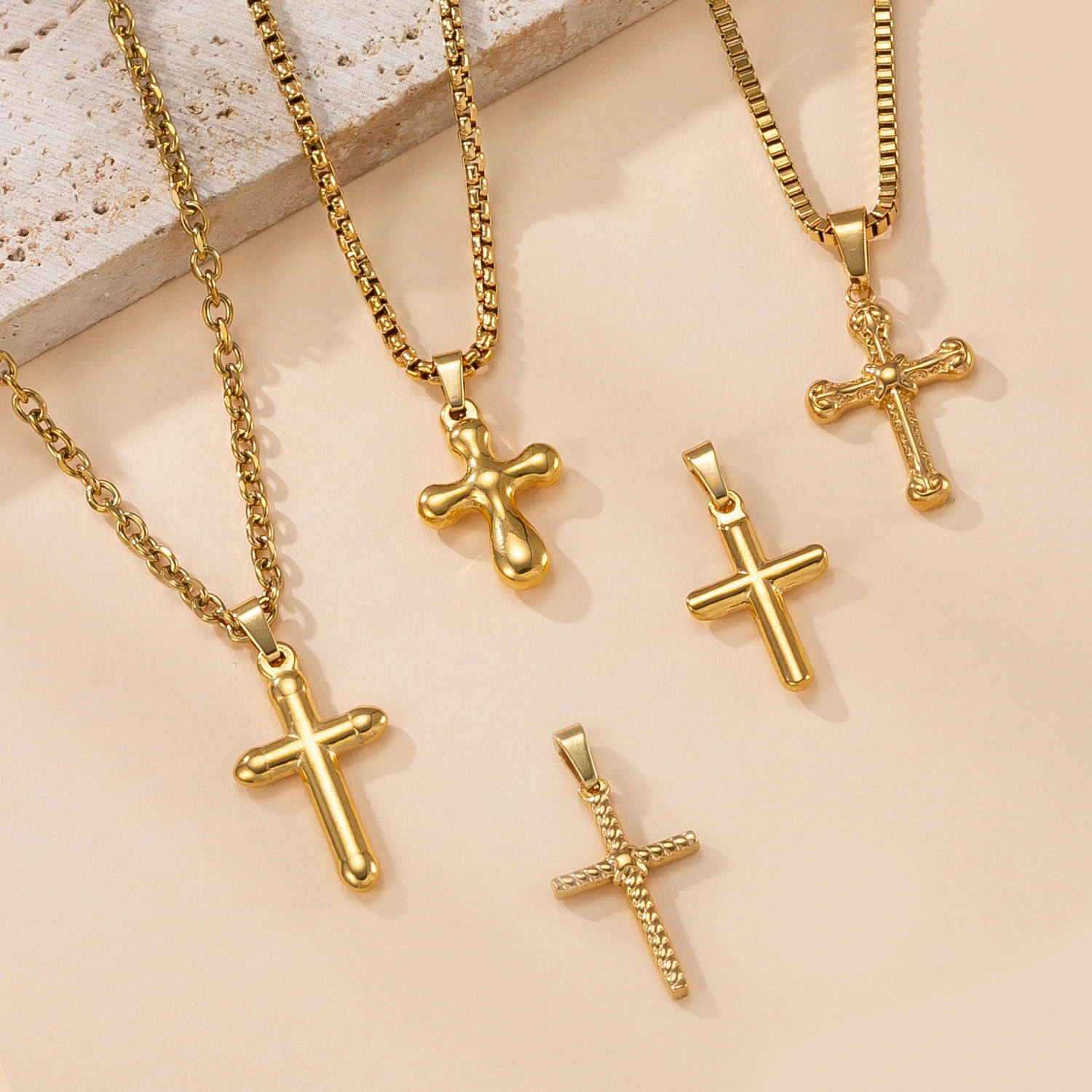 Single Pendant Cross Charm In Stainless Steel Cross-Border Bestseller